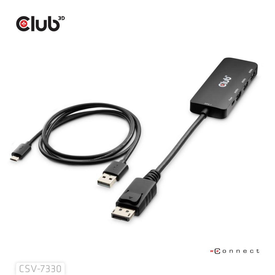 Club 3d displayport naar triple hdmi 8k60hz hub (zwart)