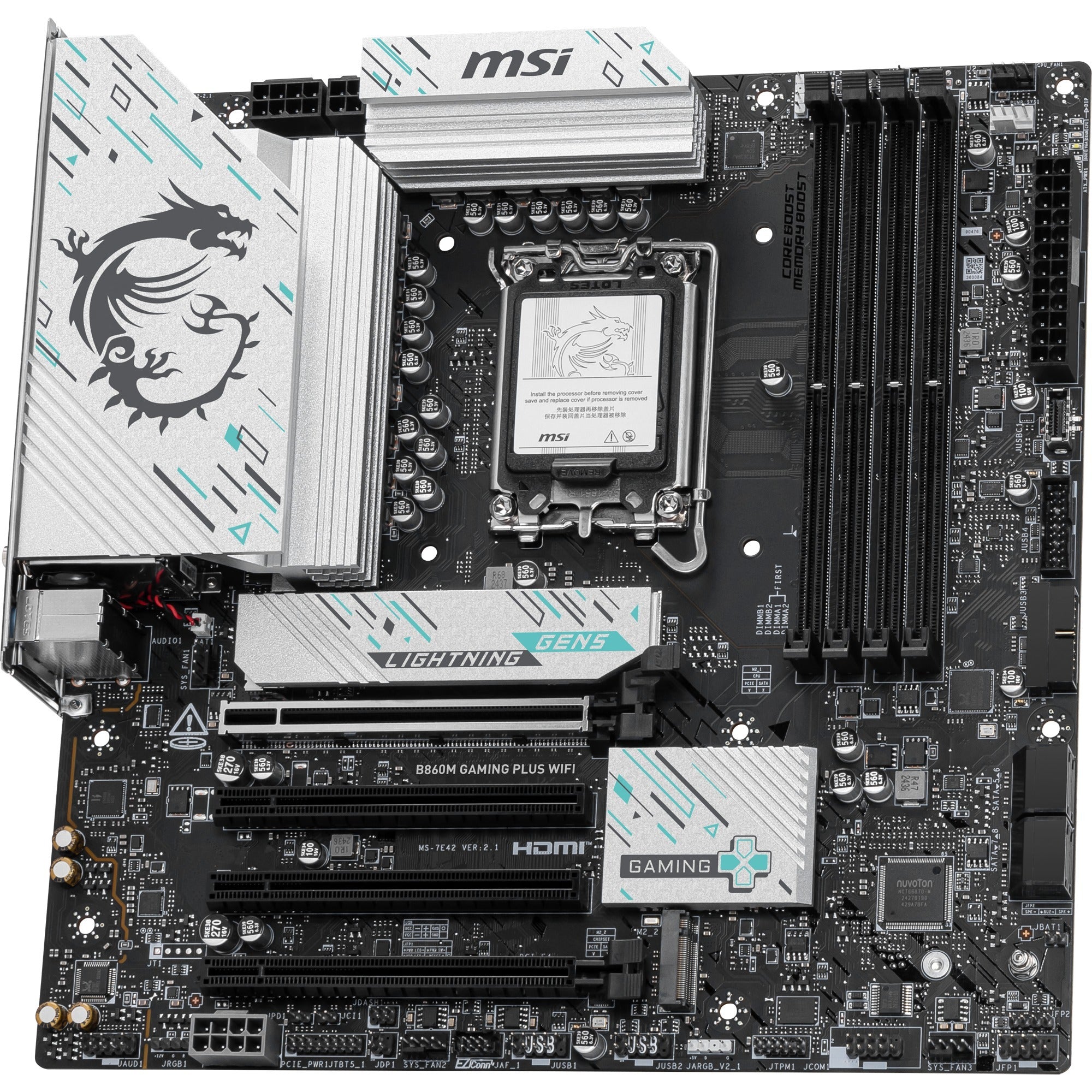 Msi b860m gaming plus wifi socket 1851 moederbord (raid, 5gb-lan, wi-fi 7, bt, sound, µatx)