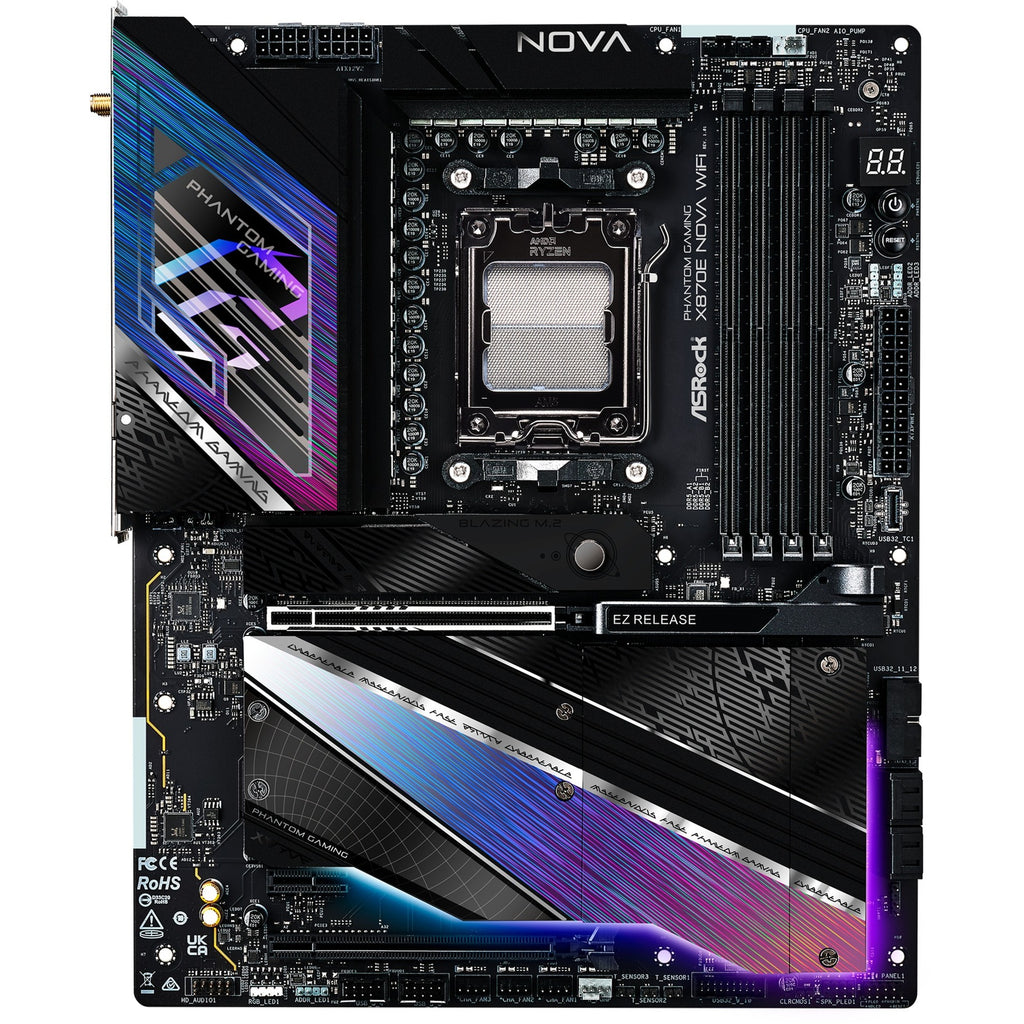 Asrock x870e nova wifi socket am5 moederbord (raid, 5 gb-lan, wi-fi 7, bt, e-atx)