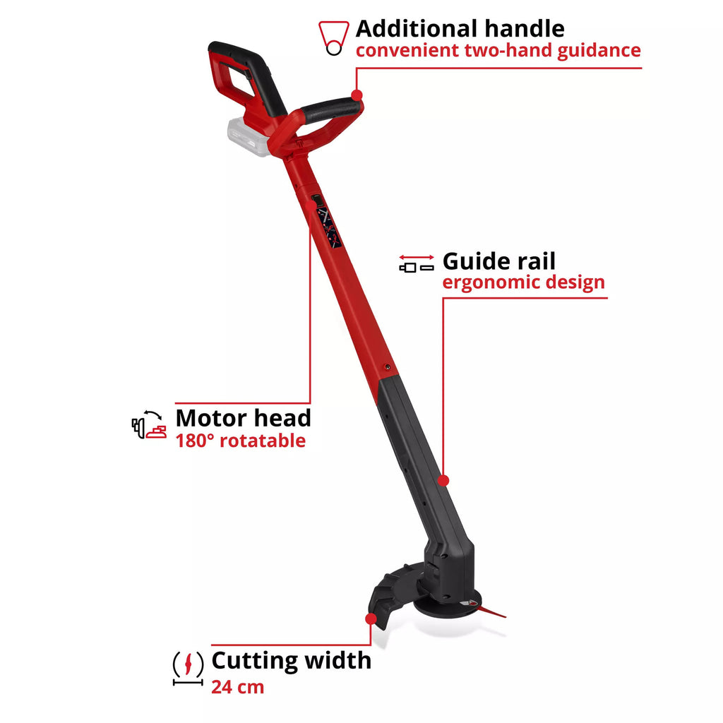 Einhell accu grastrimmer gc-ct 18 2411 li p-solo (rood zwart, accu en oplader niet inbegrepen)