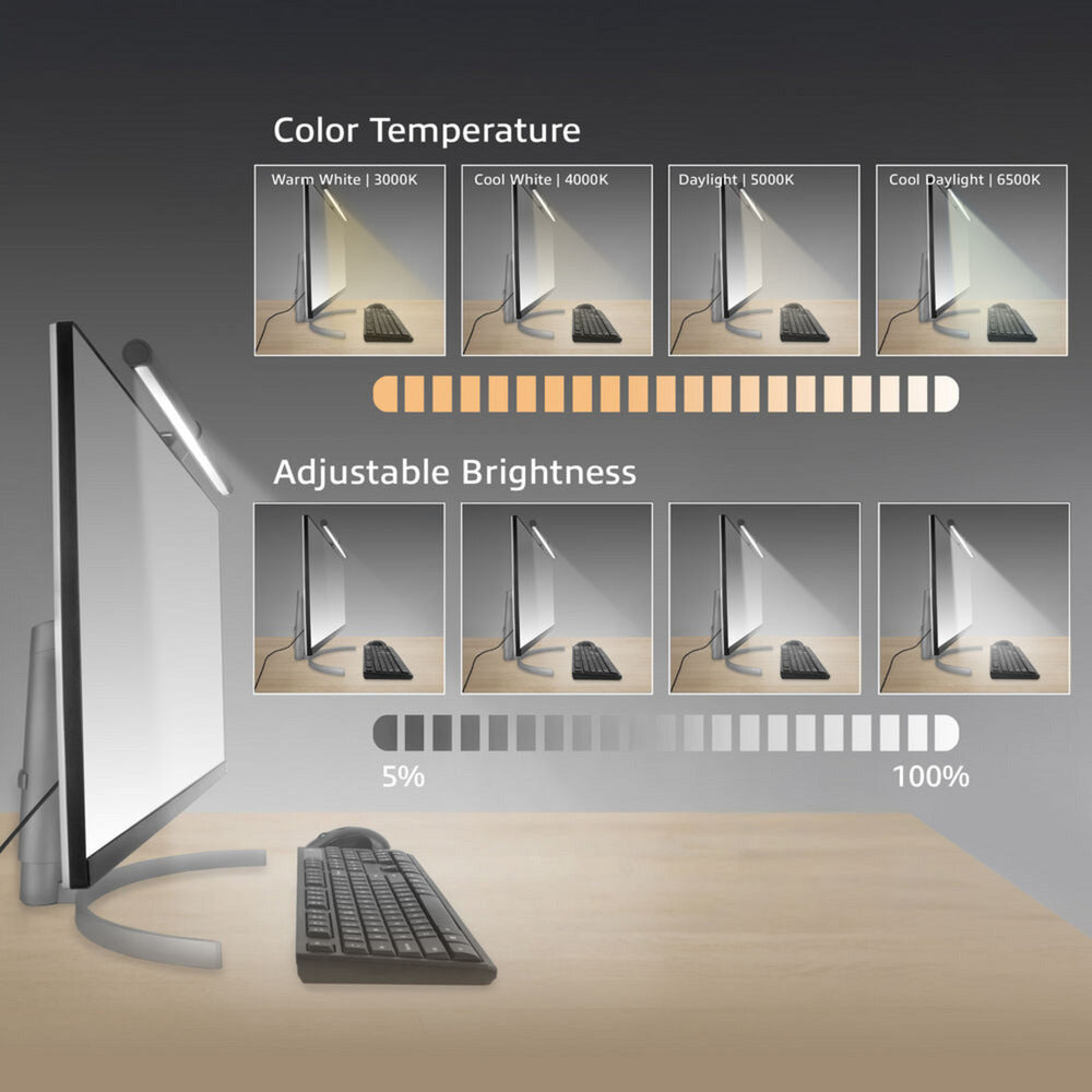 Act connectivity dimbare monitor led lichtbalk led-bar (zwart, usb-voeding, 3000k-6500k)