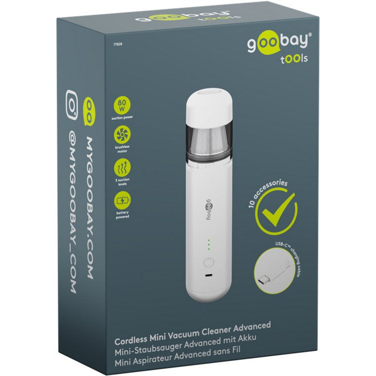 Goobay cordless mini vacuum cleaner advanced handstofzuiger (wit)