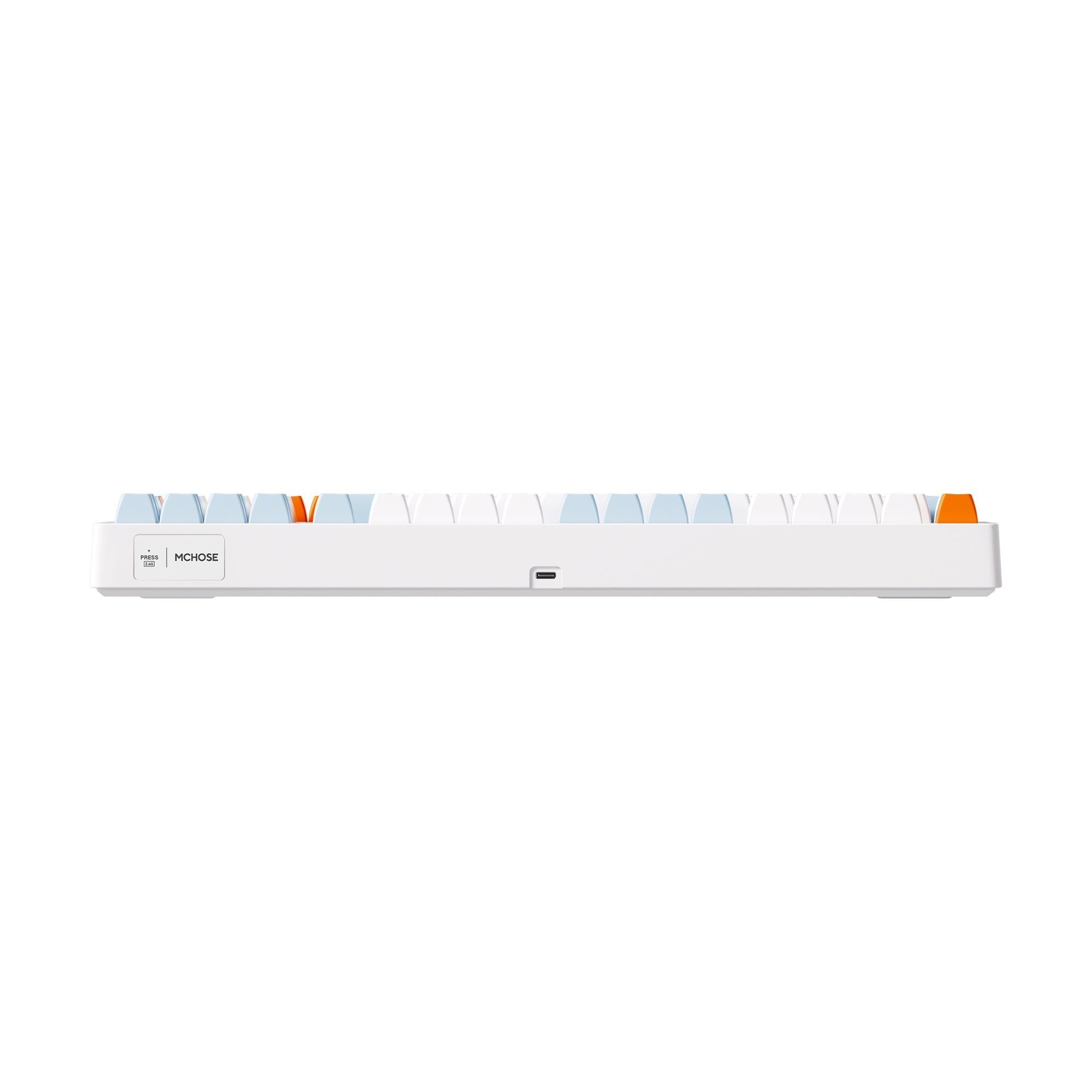 Mchose g98 pro orange blue snow tiger wireless tri-mode custom mechanical rgb gaming toetsenbord (blauw, us lay-out (qwerty), ttc snow tiger, rgb, hot swap, double-shot pbt, draadloos | bluetooth | usb-c)