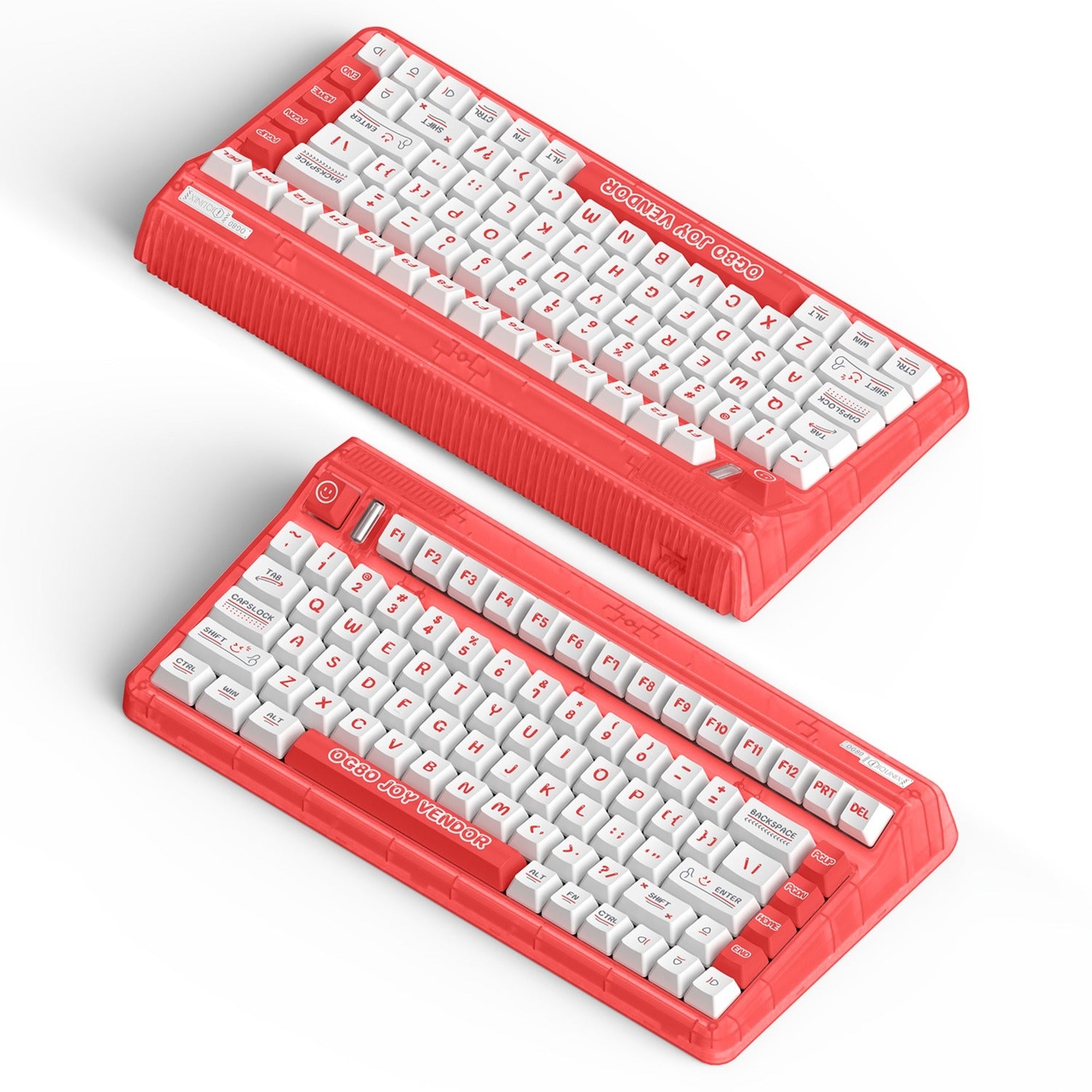 Iqunix og80 joy vendor wireless mechanical keyboard (rood, us lay-out (qwerty), cherry mx silent red, 80% (tkl), rgb leds, hot-swappable, pbt, 2.4ghz | bluetooth 5.1 | usb-c)