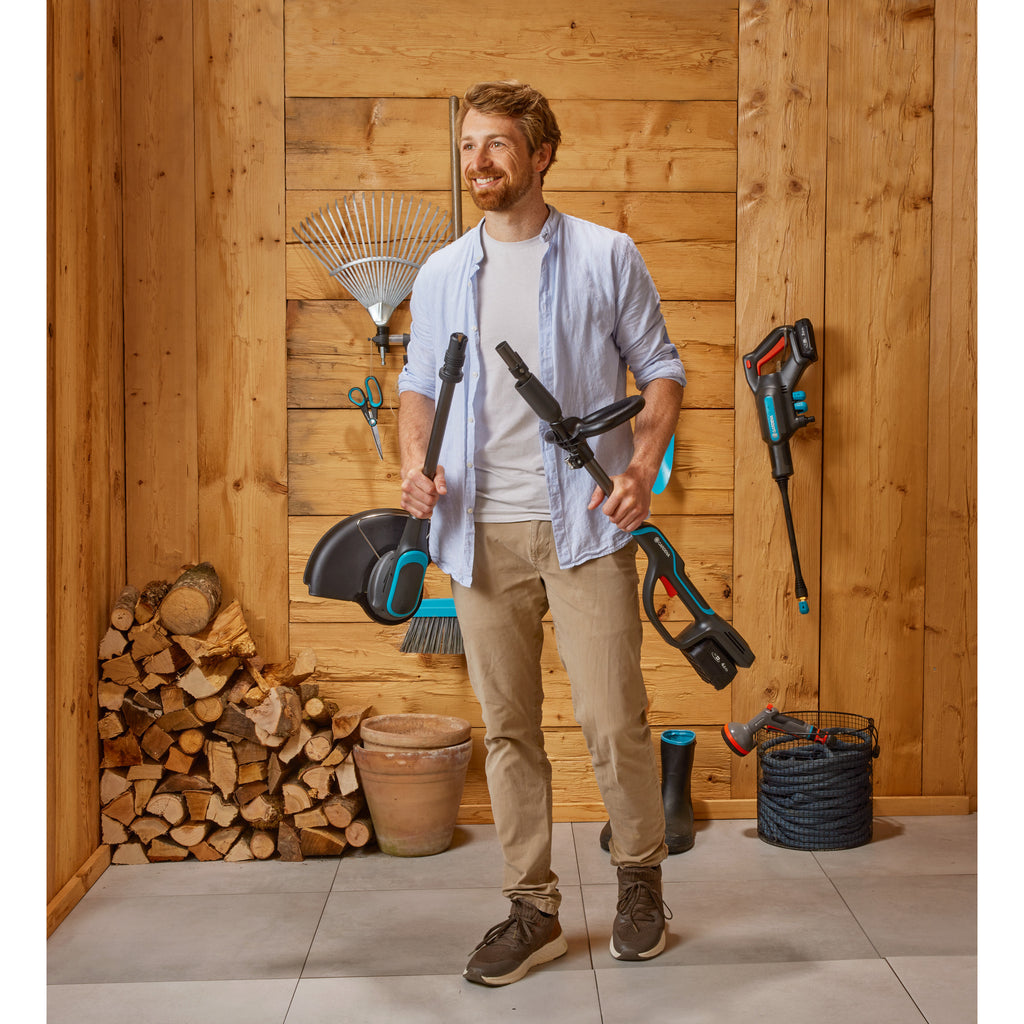 Gardena powertrim 30 18v set 4.0 ah met 18v p4a accu grastrimmer (grijs turquoise, accu en lader inbegrepen)