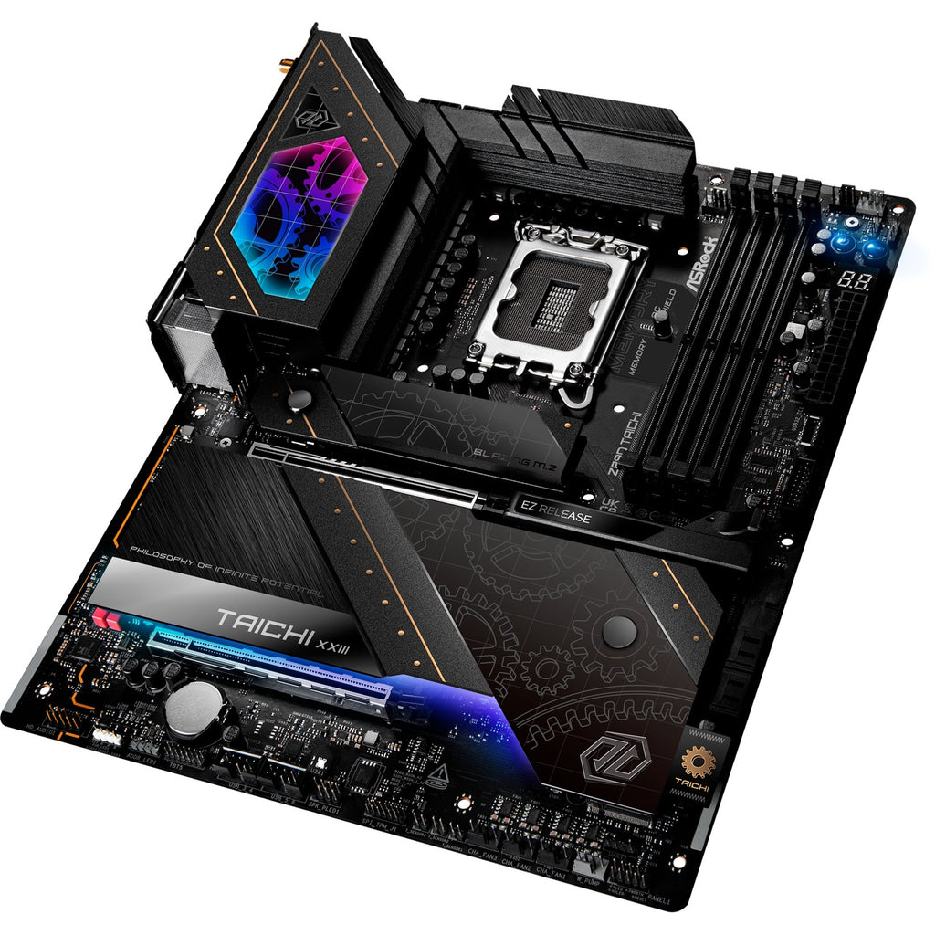 Asrock z890 taichi socket 1851 moederbord (zwart, raid, 5gb-lan, 2.5gb-lan, wi-fi 7, bt, sound, atx)
