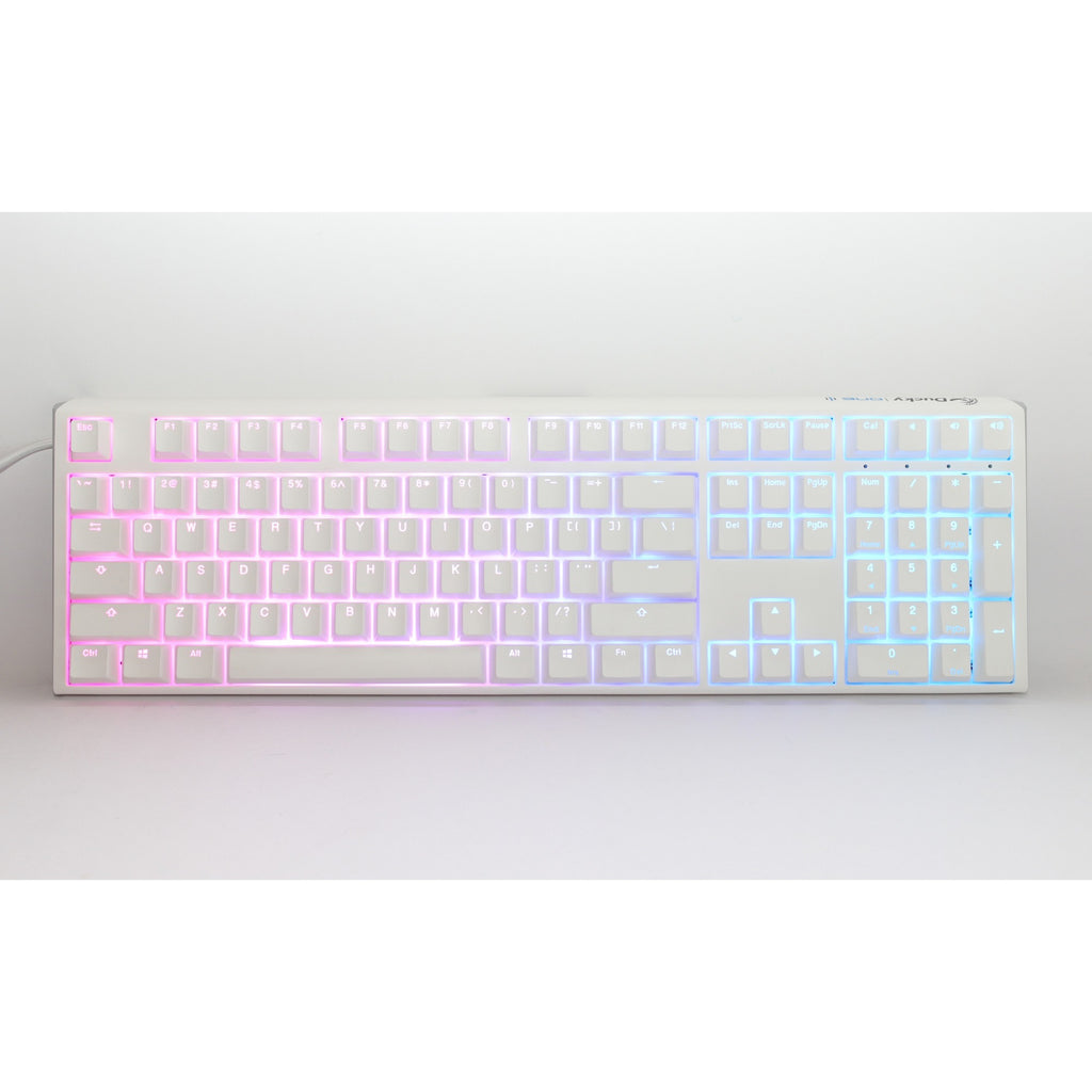 Ducky one 3 classic pure white rgb mechanisch toetsenbord (wit, us lay-out (qwerty), cherry mx speed silver, 100%, rgb led, double-shot pbt, hot-swappable, quack mechanics)