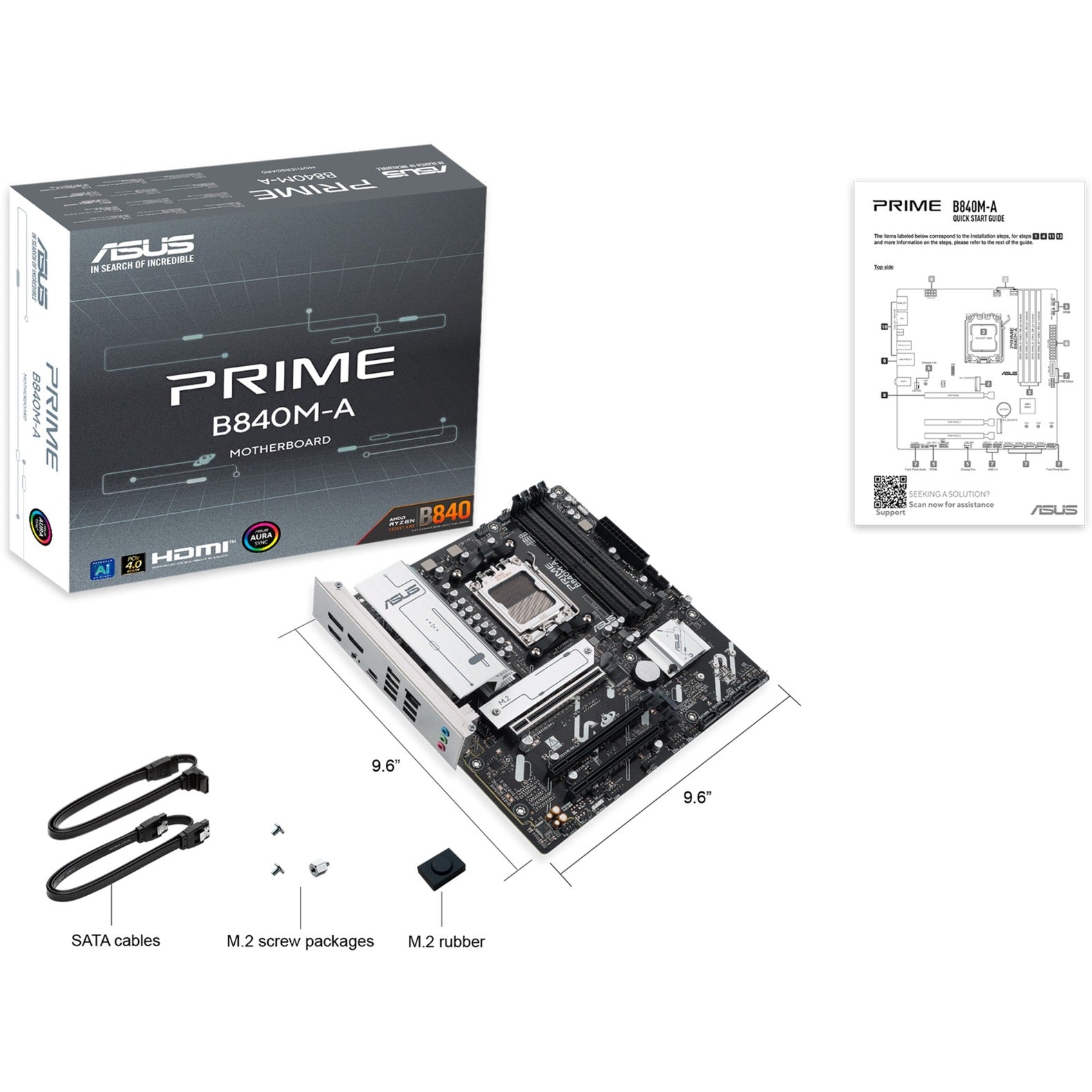 Asus prime b840m-a-csm socket am5 moederbord ( 2,5gb-lan, sound, µatx)