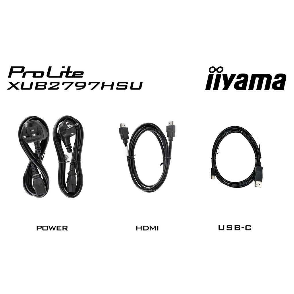 Iiyama prolite xub2797hsu-w2 27 monitor (wit, hdmi, displayport, 2x usb-a, usb-b)