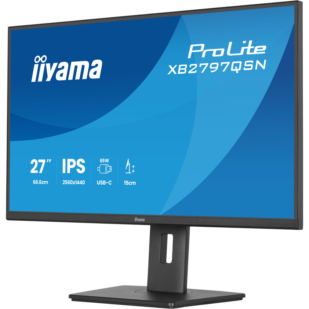 Iiyama prolite xb2797qsn-b1 27 monitor (zwart, 75 hz, hdmi, displayport, usb-c, lan, audio)