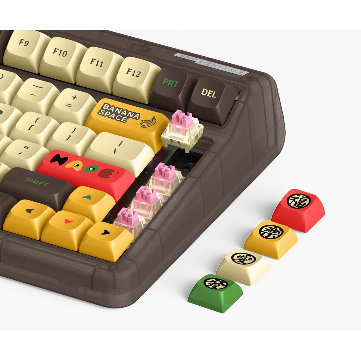 Iqunix og80 happy ape wireless mechanical keyboard (zwart, us lay-out (qwerty), ttc holy panda, 80% (tkl), rgb leds, hot-swappable, pbt, 2.4ghz | bluetooth 5.1 | usb-c)