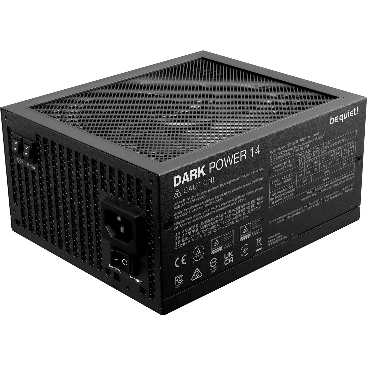 Be quiet! dark power 14 modulaire 1000 watt voeding (zwart, 1x 12v-2x6, 4x pcie)
