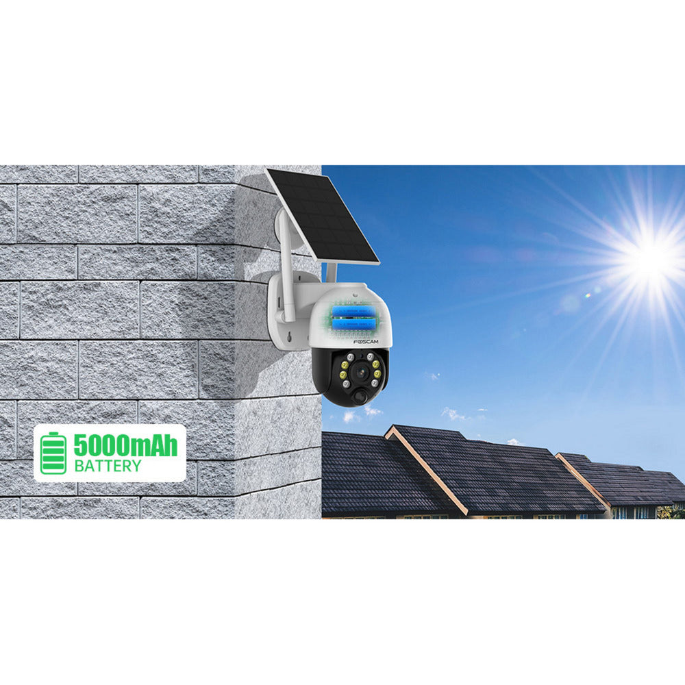 Foscam b4, 100% draadloze 2k 4mp pan tilt batterijcamera (wit)