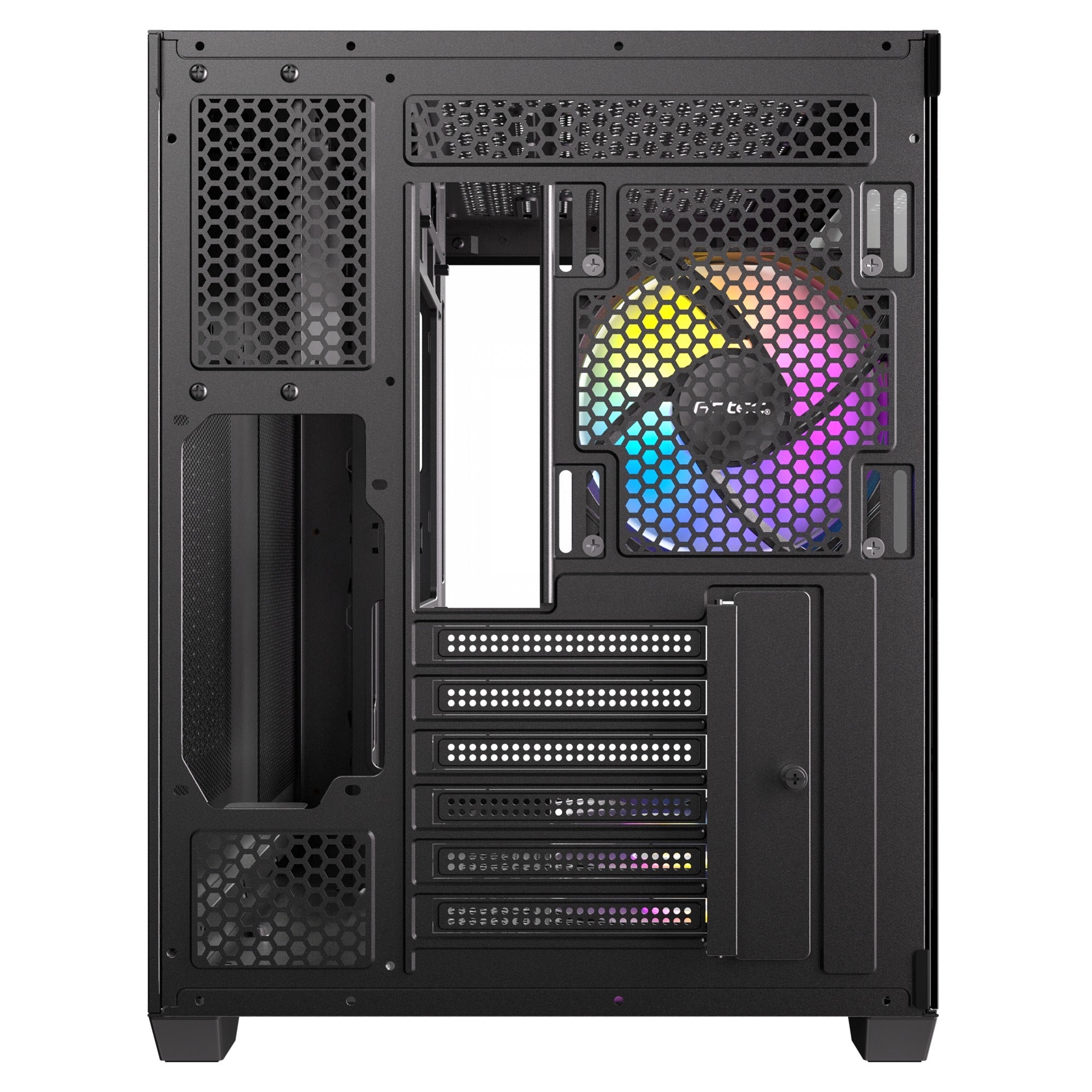 Antec cx800 wood argb midi tower behuizing (zwart houtkleur | 1x usb-a | 1x usb-c | tempered glass)