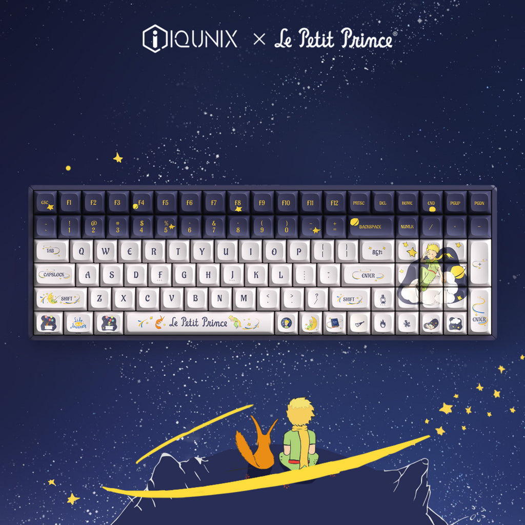 Iqunix f97 starry tryst rgb mechanisch gaming toetsenbord (donkerblauw, us lay-out (qwerty), gateron red, 96%, rgb leds, hot-swappable, pbt, 2.4ghz | bluetooth 5.1 | usb-c)