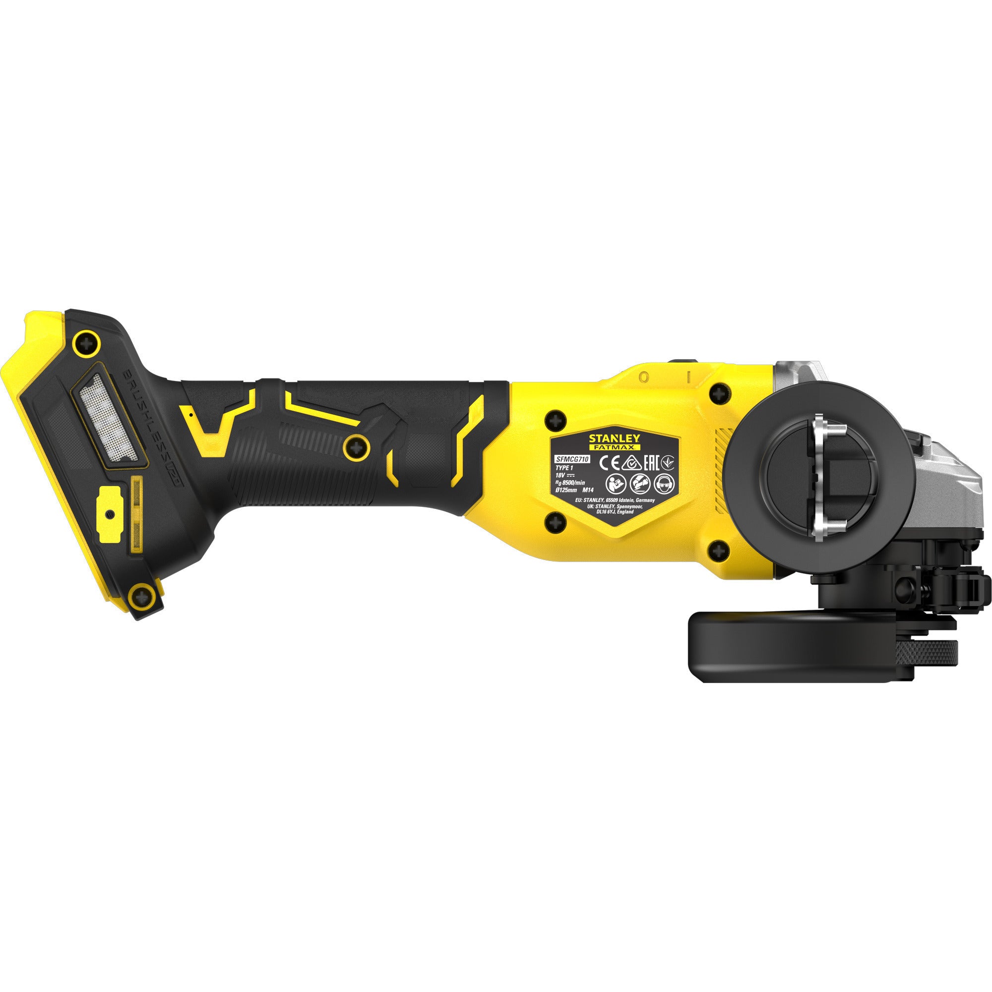 Stanley fatmax v20 18v haakse slijper 125mm (zwart geel, accu en oplader niet inbegrepen)