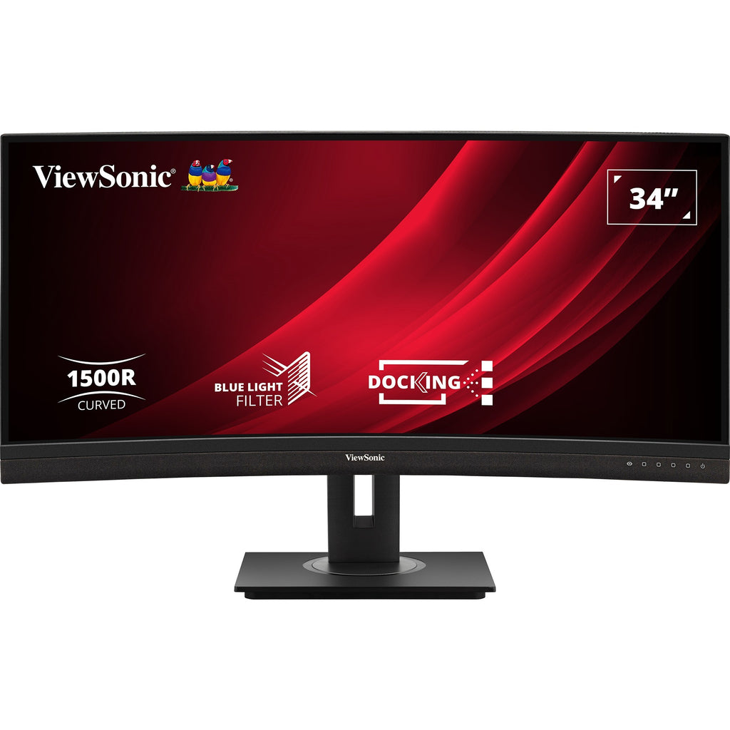 Viewsonic uwqhd curved docking monitor vg3456c 34 ultrawide (zwart (mat), 2x hdmi, 1x displayport, usb-a, usb-b, usb-c, lan, audio)