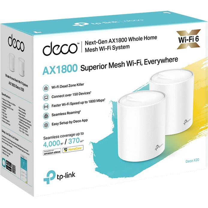 Tp-link deco x20 mesh router (wit, 2 stuks, 2.4 ghz 5 ghz dual-band)