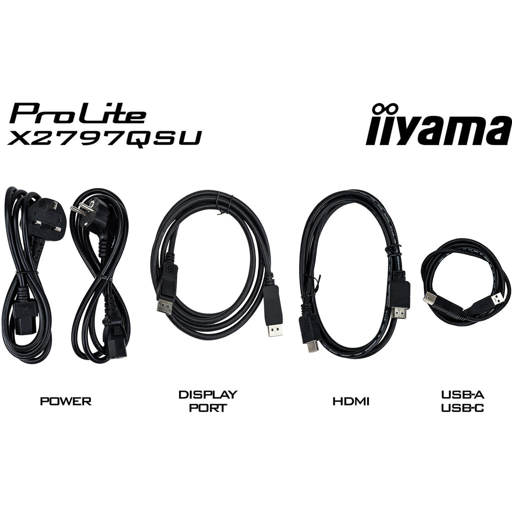 Iiyama prolite x2797qsu-b1 27 monitor (zwart (mat), hdmi, displayport, usb, audio)
