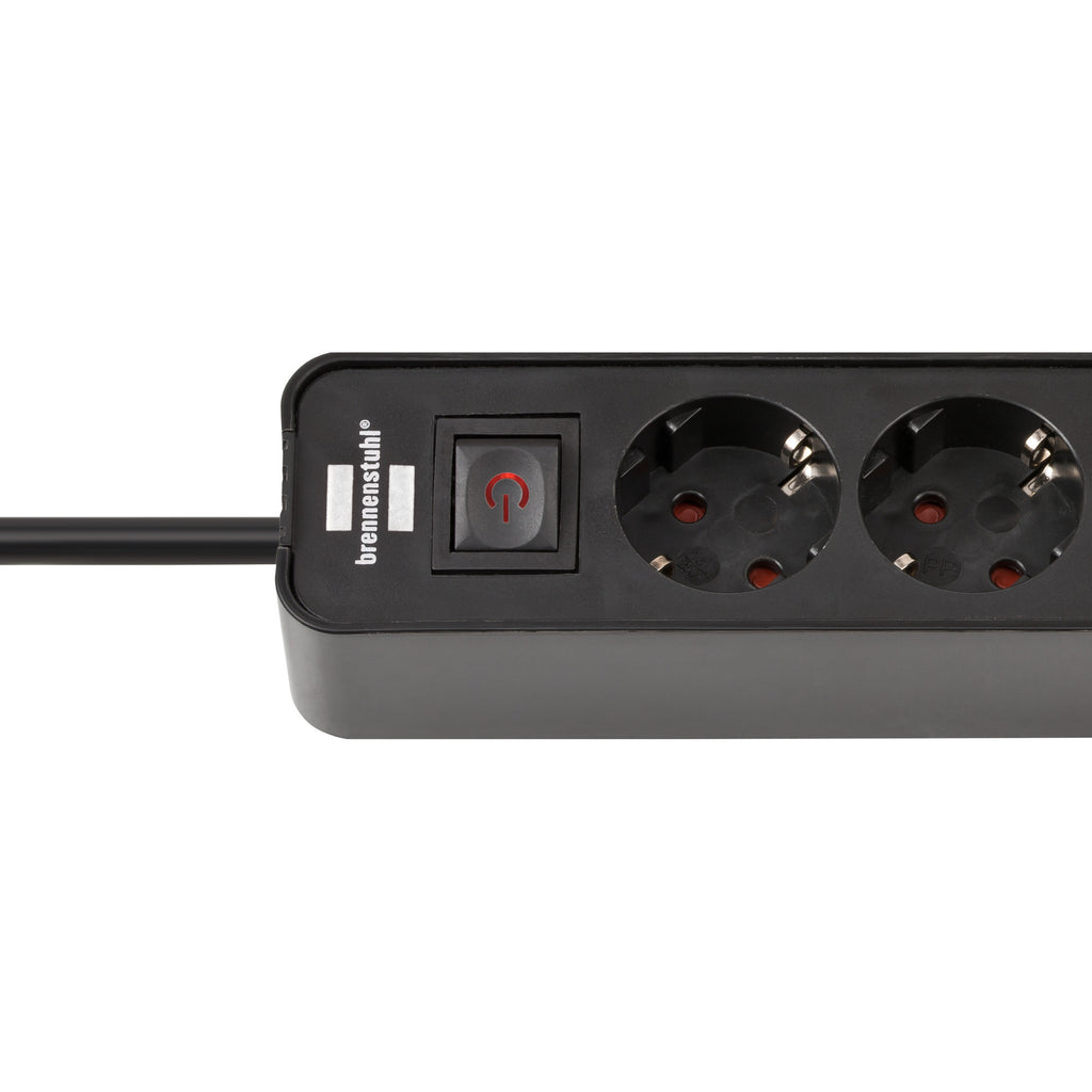 Brennenstuhl ecolor 4-voudige stekkerdoos met 2 usb-laadaansluitingen (zwart, 4x stekker, 2x usb-c, 2x usb-c)