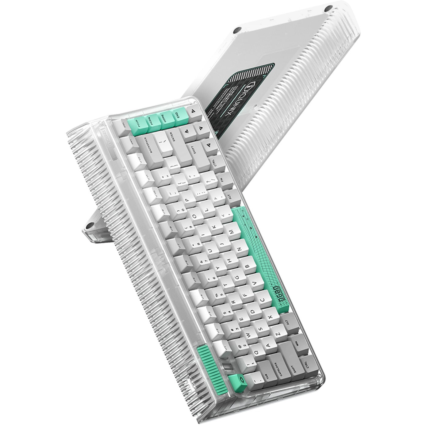Iqunix og80 wormhole wireless mechanical keyboard (grijs, us lay-out (qwerty), cherry mx brown, 80% (tkl), rgb leds, hot-swappable, pbt, 2.4ghz | bluetooth 5.1 | usb-c)