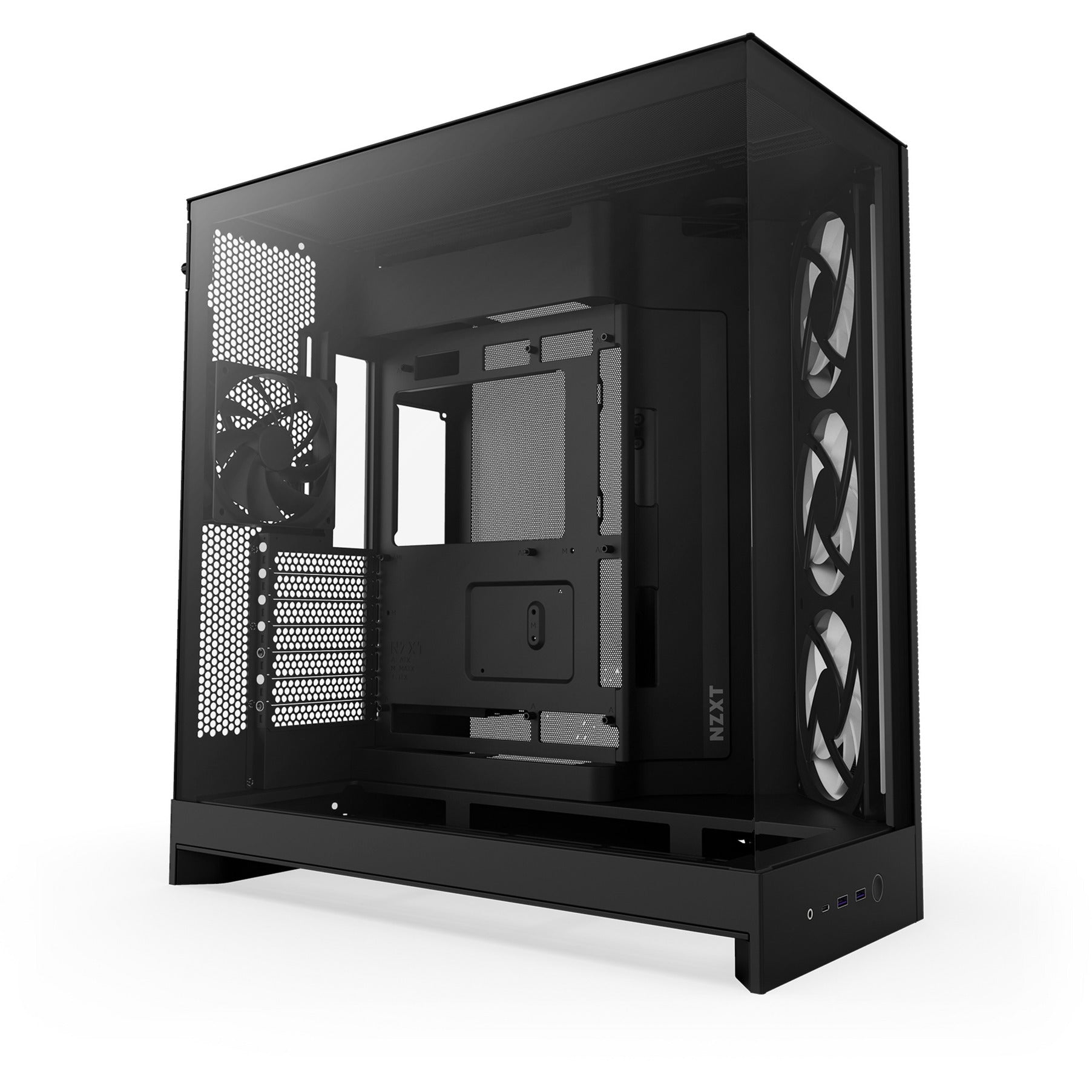 Nzxt h9 flow rgb midi tower behuizing (zwart (mat) | 2x usb-a | 1x usb-c | rgb | tempered glass)