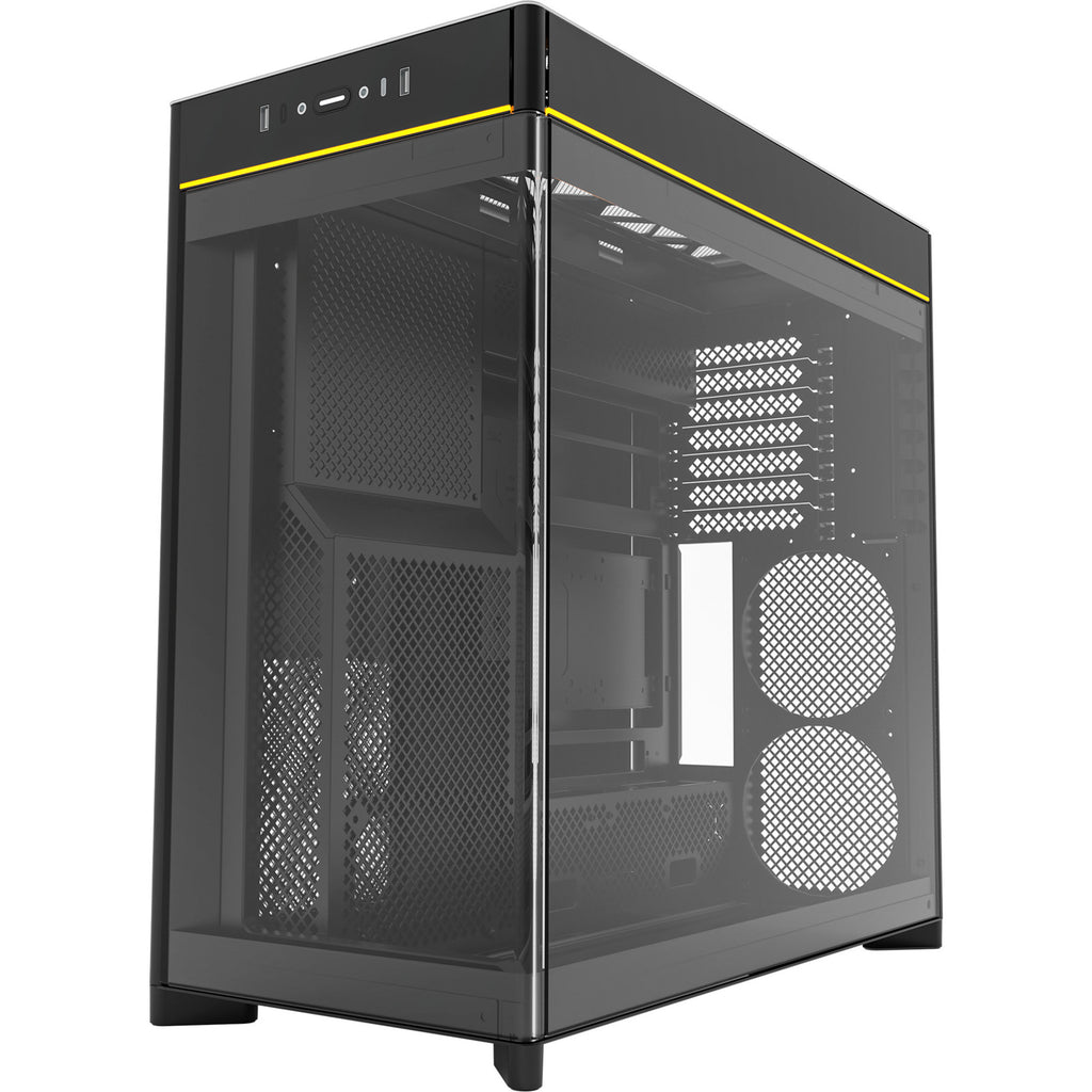 Montech hs02 midi tower behuizing (zwart | 2x usb-a | 1x usb-c | rgb | tempered glass)