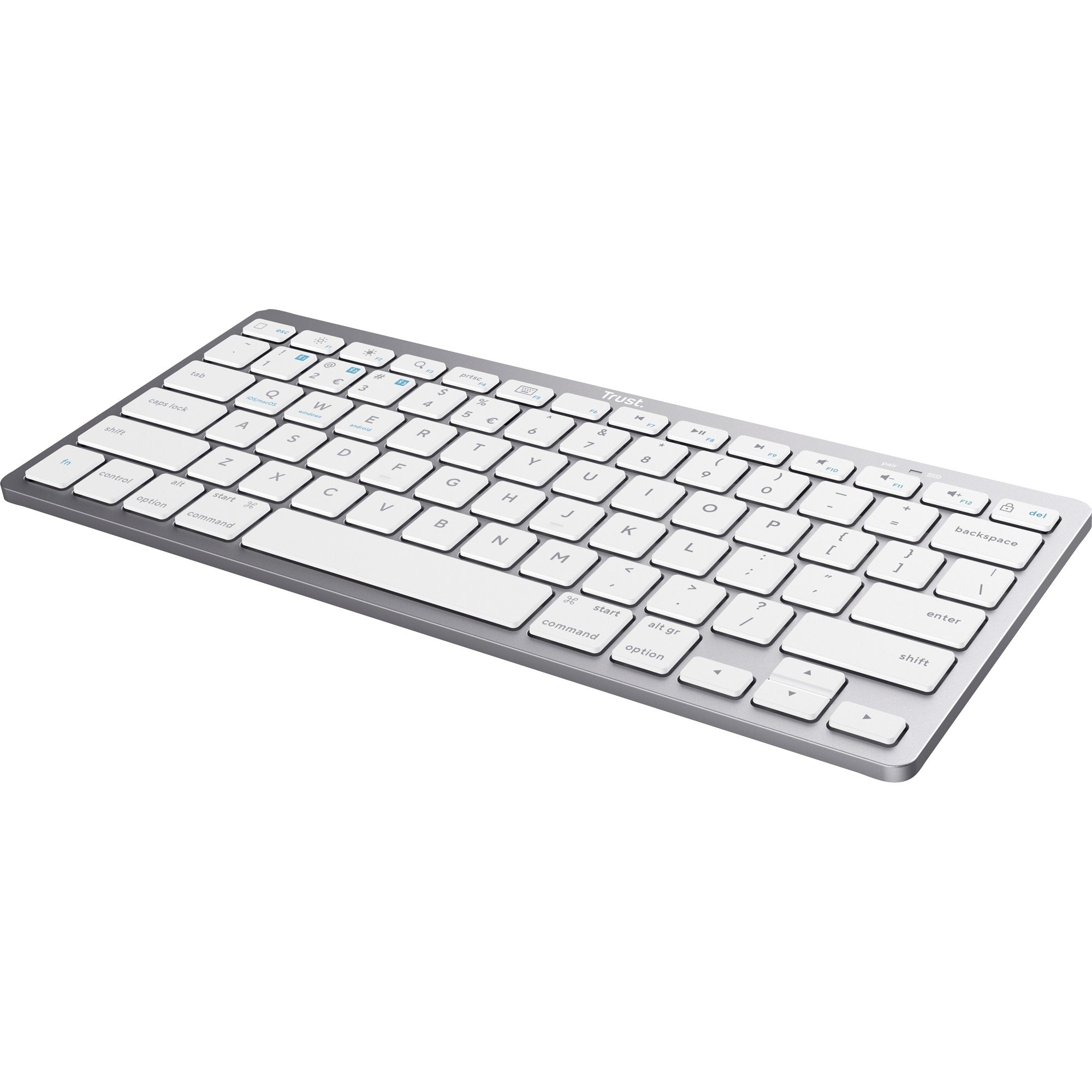Trust wireless bluetooth keyboard, toetsenbord (grijs wit, us lay-out, scissor switches, bluetooth 4.0)