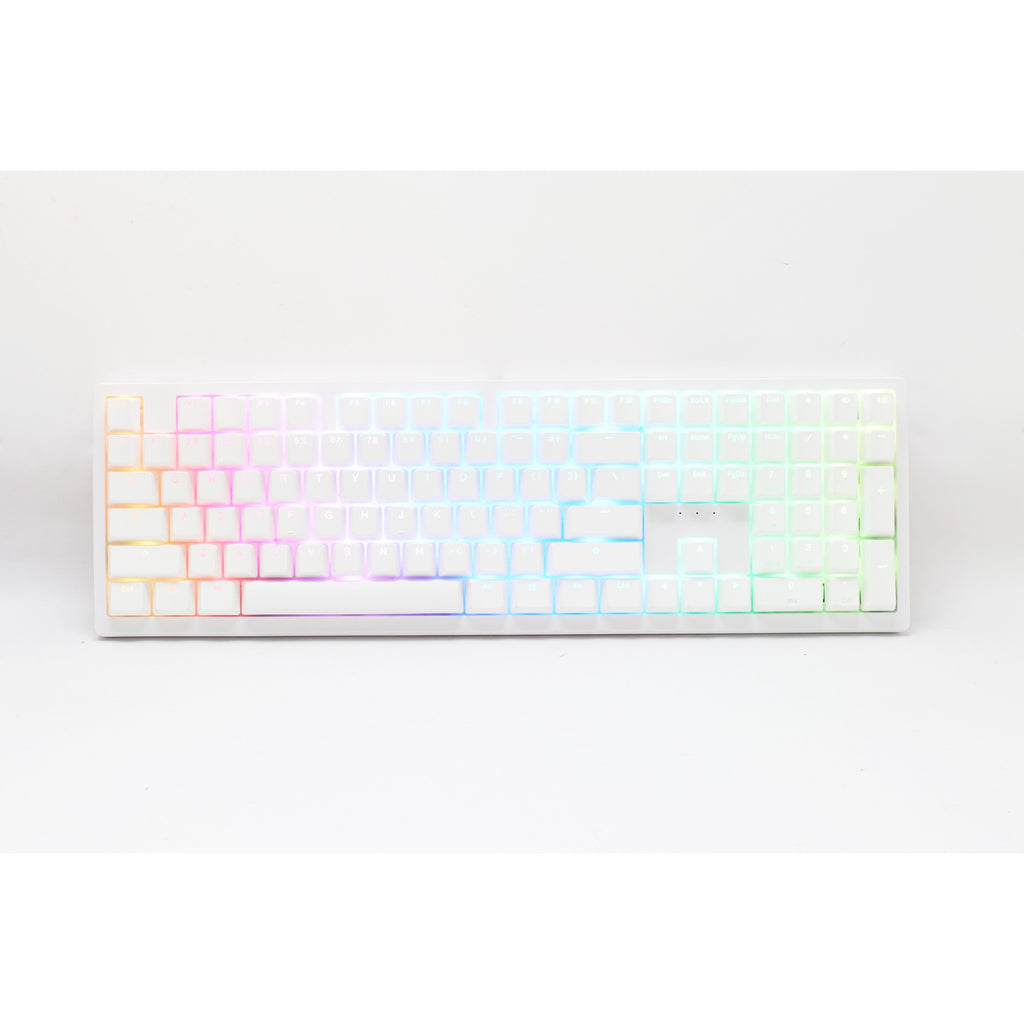 Ducky zero 6108 pure white, gaming toetsenbord (wit, us lay-out, cherry mx2a blue, rgb leds, double-shot pbt, hot swap, 2.4ghz | bluetooth | usb-c)