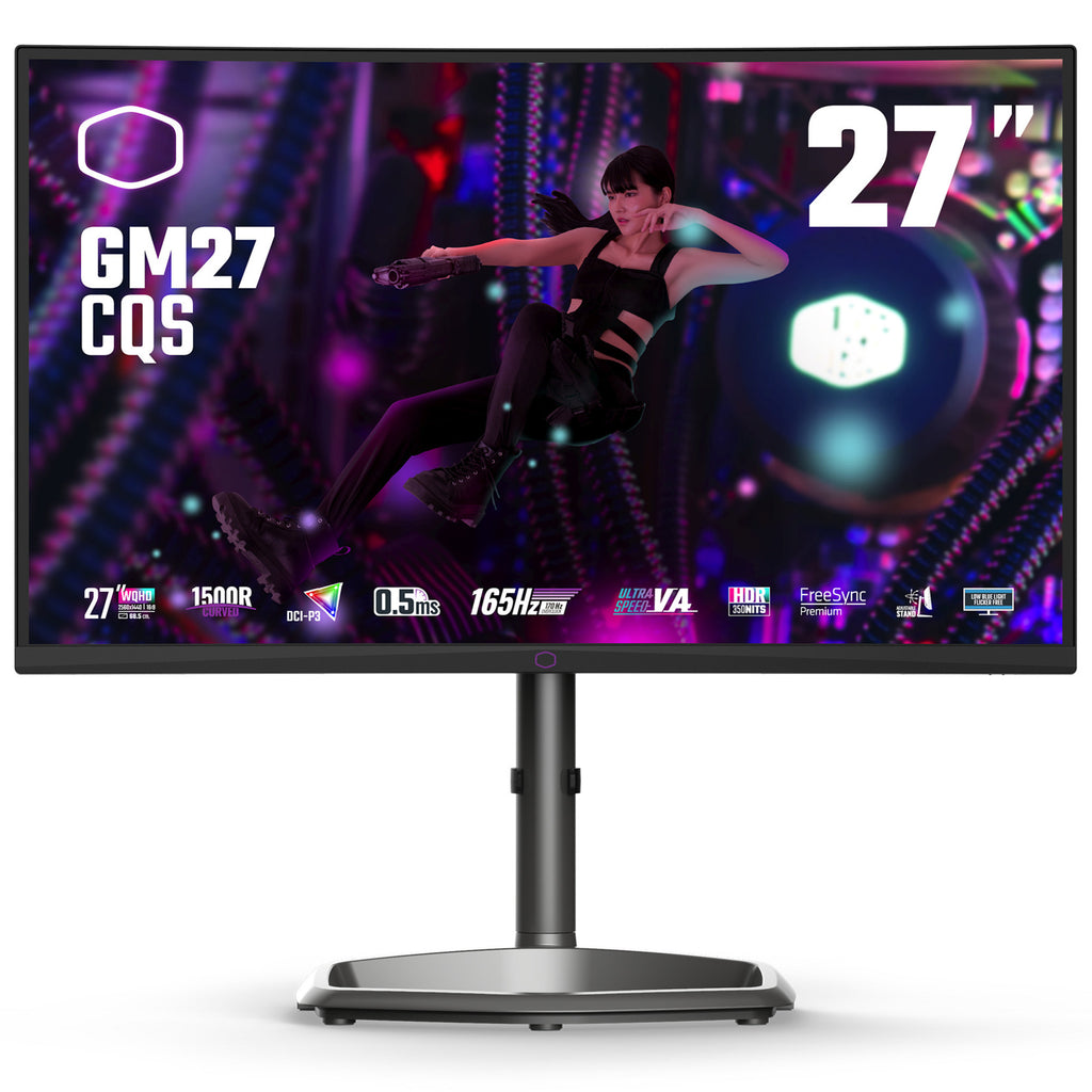 Cooler master gm27-cqs 27 curved gaming monitor (zwart, 170 hz (overclocking), hdmi, displayport, audio)