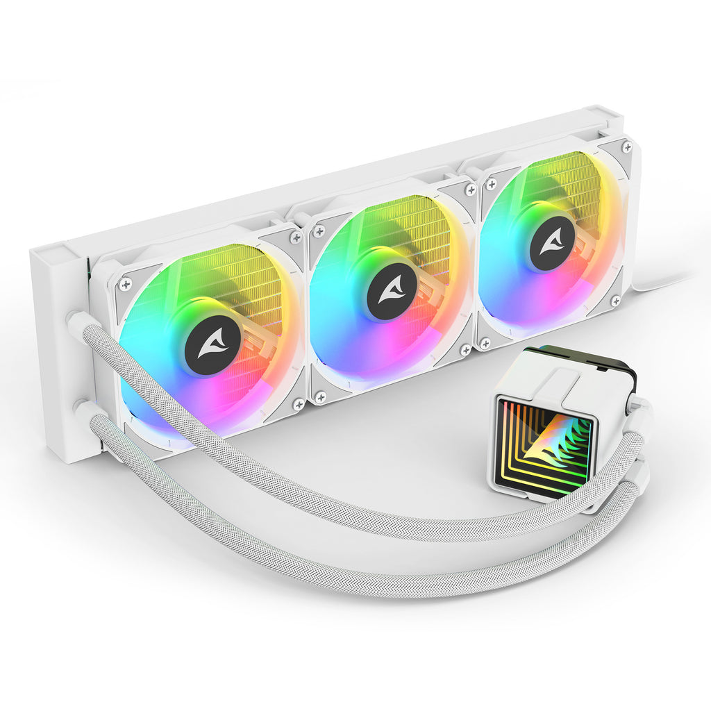 Sharkoon s100 argb waterkoeling (wit, 4-pins pwm fan-connector)