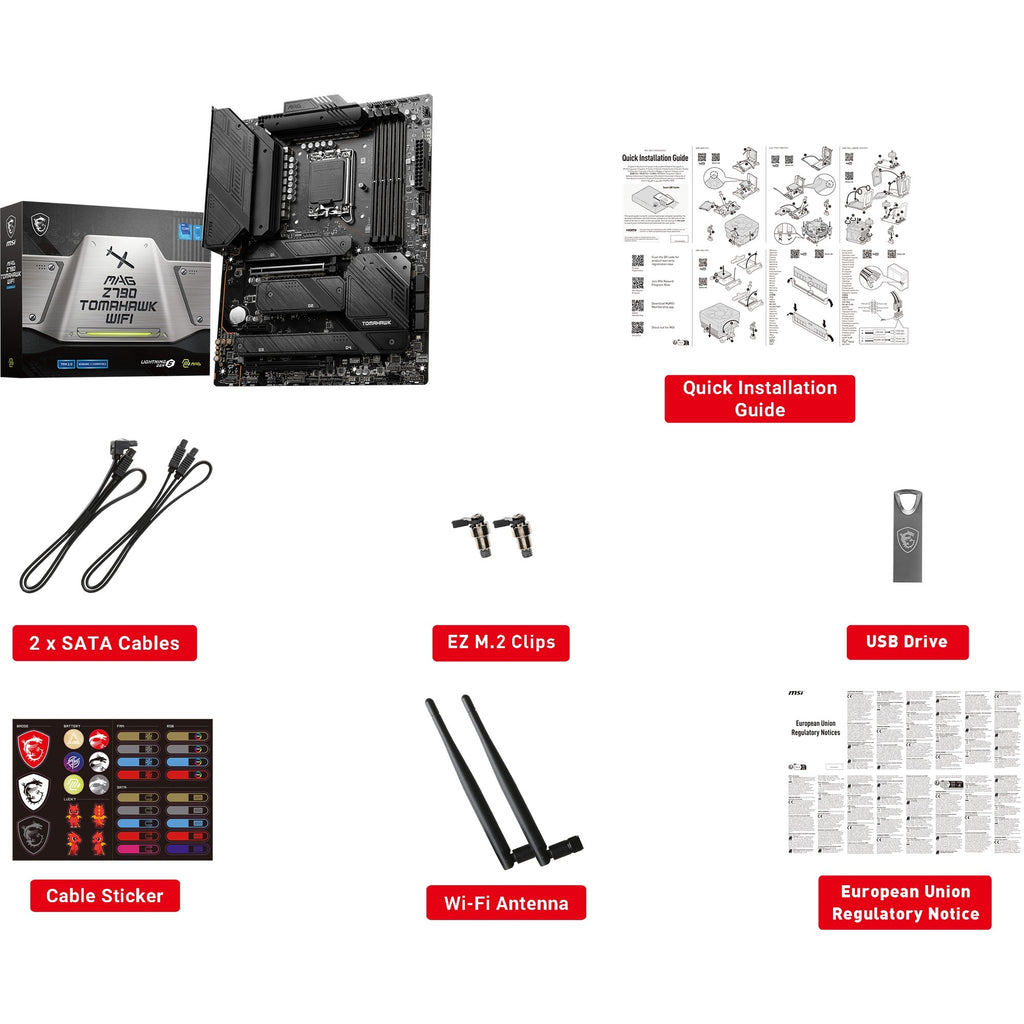 Msi mag z790 tomahawk wifi socket 1700 moederbord (zwart, raid, 2.5 gb-lan, wi-fi 6e, bt, sound, atx)