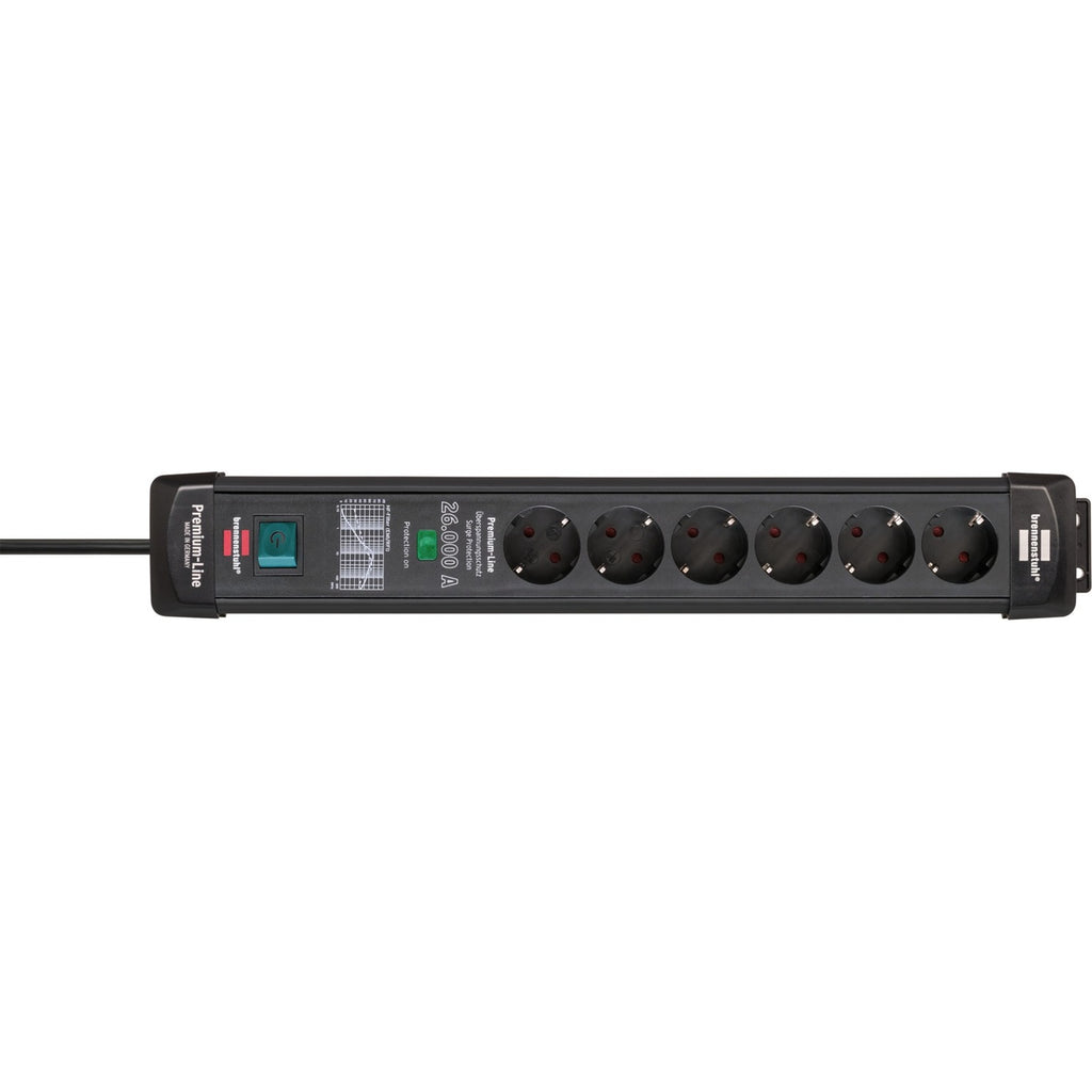Brennenstuhl premium-line overspannings- beveiliging 26000a 6-voudig zwart 1,8m h05vv-f 3g1,5