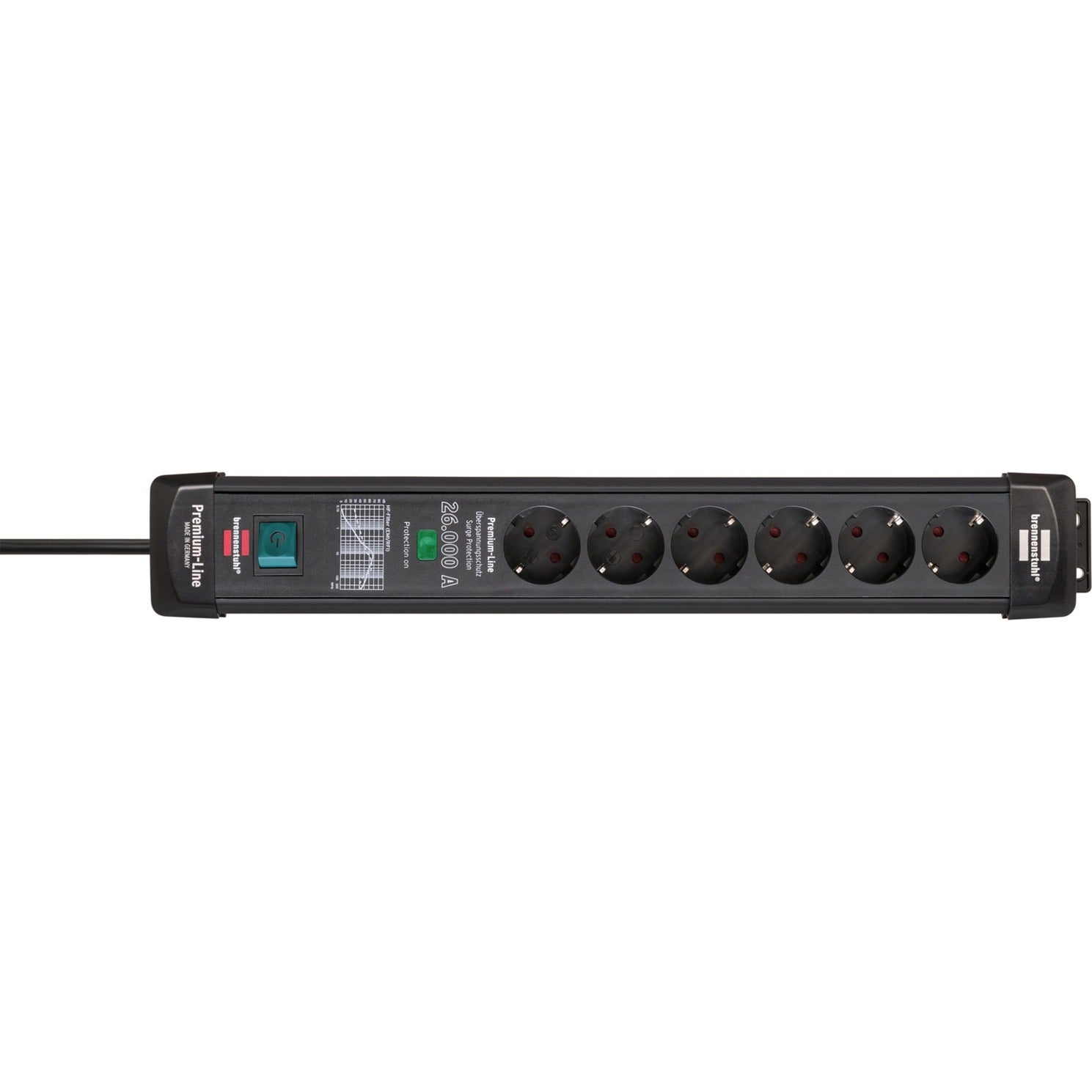 Brennenstuhl premium-line overspannings- beveiliging 26000a 6-voudig zwart 1,8m h05vv-f 3g1,5
