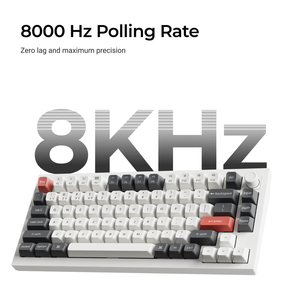 Keychron q1 ultra-m1 8k wireless custom mechanical keyboard (zwart, us lay-out (qwerty), silk pom red, 75%, rgb, hot swap, 8k, 2.4 ghz | bluetooth 5.2 | usb-c)