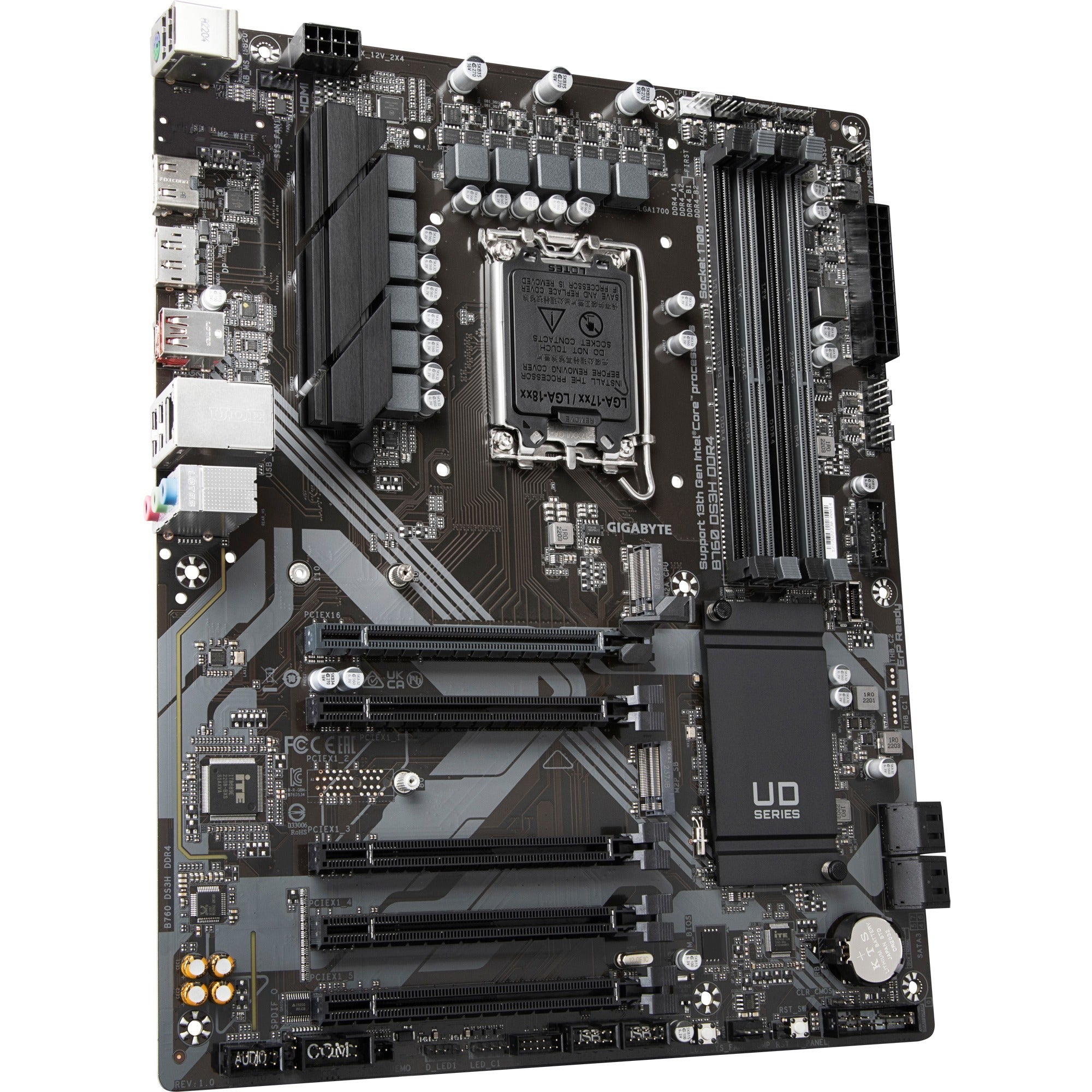 Gigabyte b760 ds3h ddr4 socket 1700 moederbord (zwart grijs, raid, gb-lan, sound, atx)