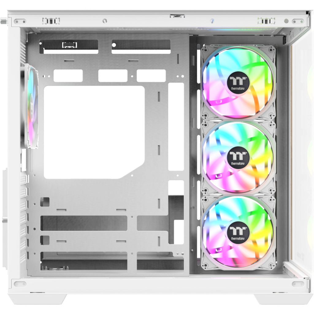 Thermaltake view 380 ws argb snow midi tower behuizing (wit houtkleur | 2x usb-a | 1x usb-c | rgb | tempered glass)