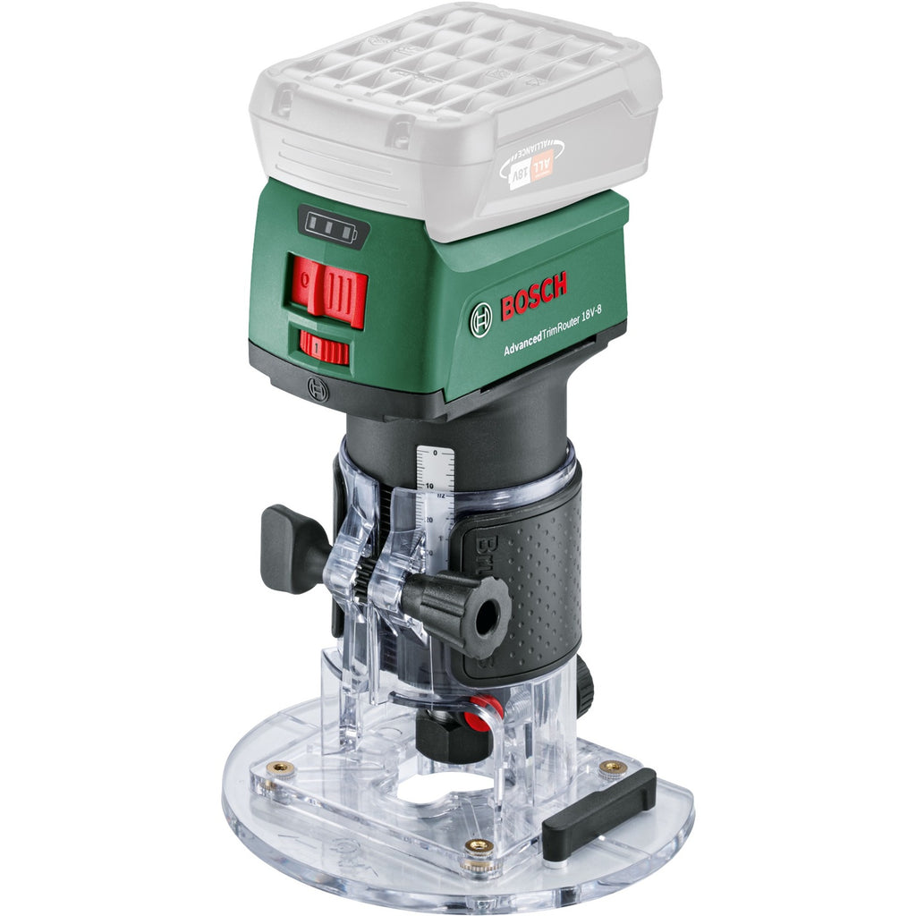 Bosch accufreesmachine advancedtrimrouter 18v-8 bovenfrees (groen zwart, power for all alliance, accu en oplader niet inbegrepen)