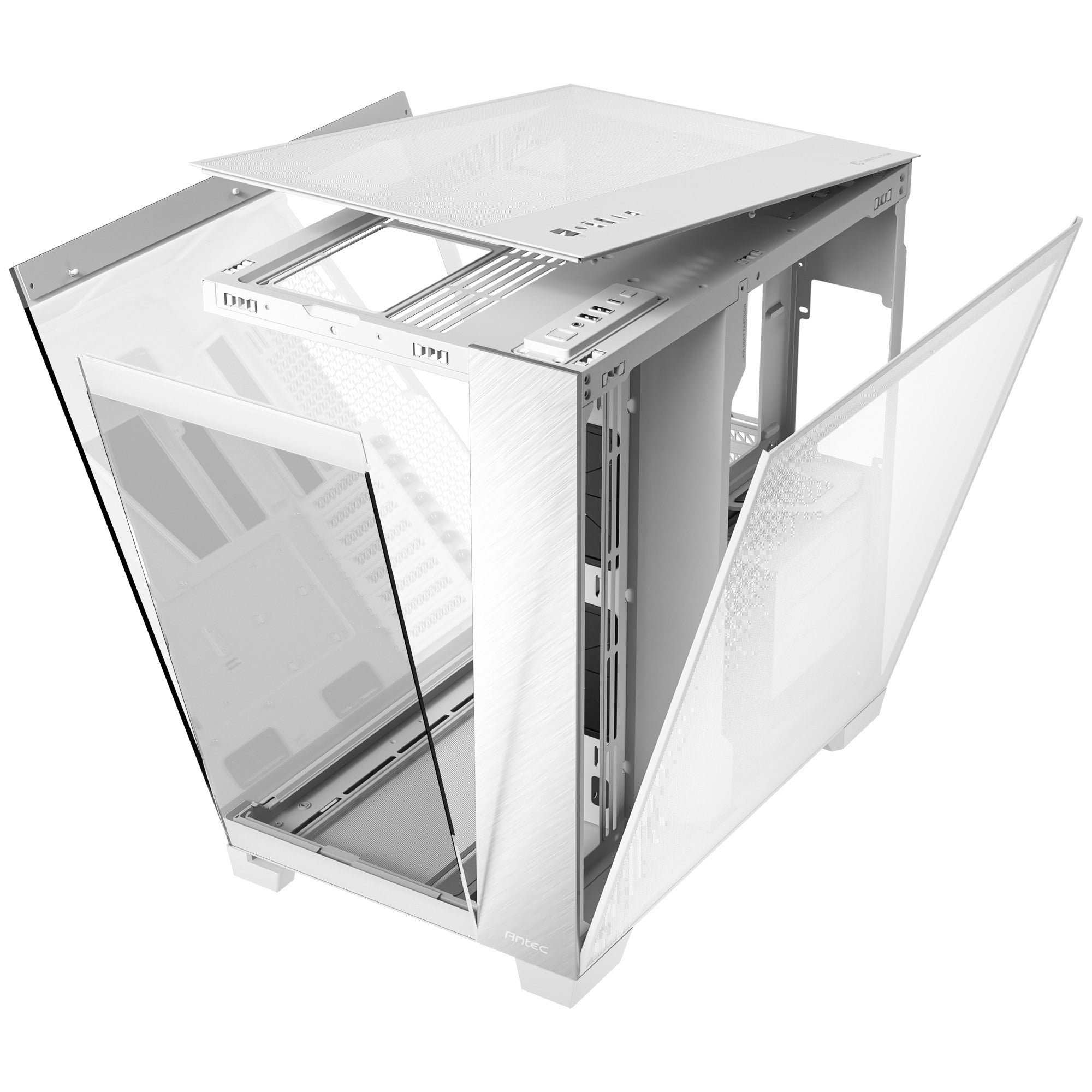 Antec c8 aluminum midi tower behuizing (wit zilver | 2x usb-a | 1x usb-c | tempered glass)