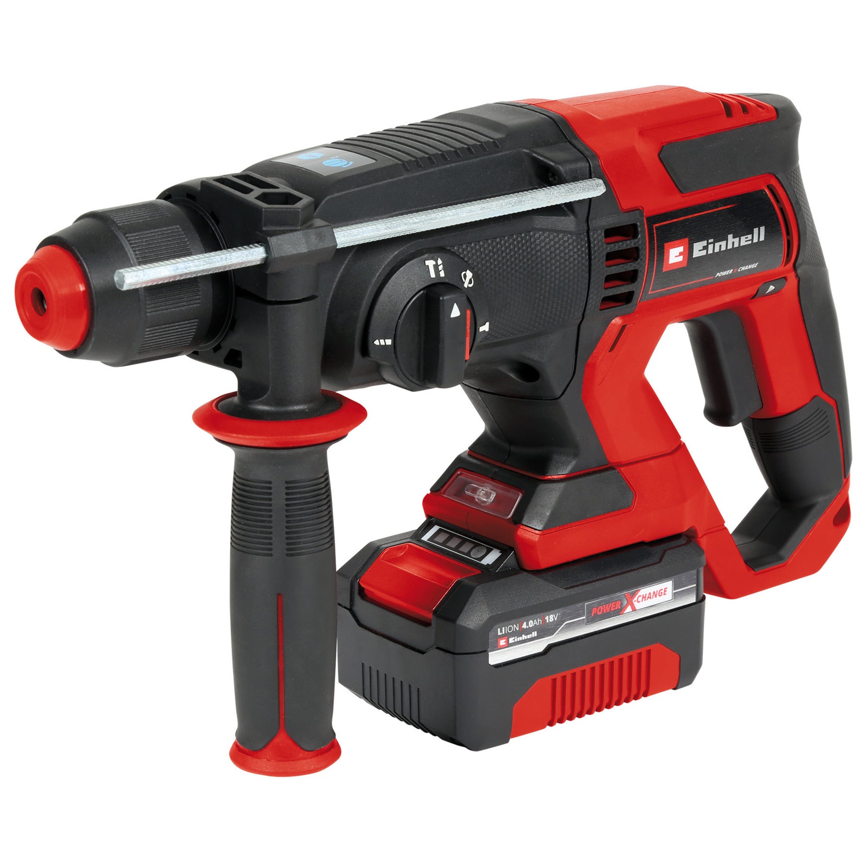 Einhell accu boorhamer te-hd 18 20 li (1x4,0ah) (rood zwart, incl. 1x 4.0 ah power x-change accu en lader)