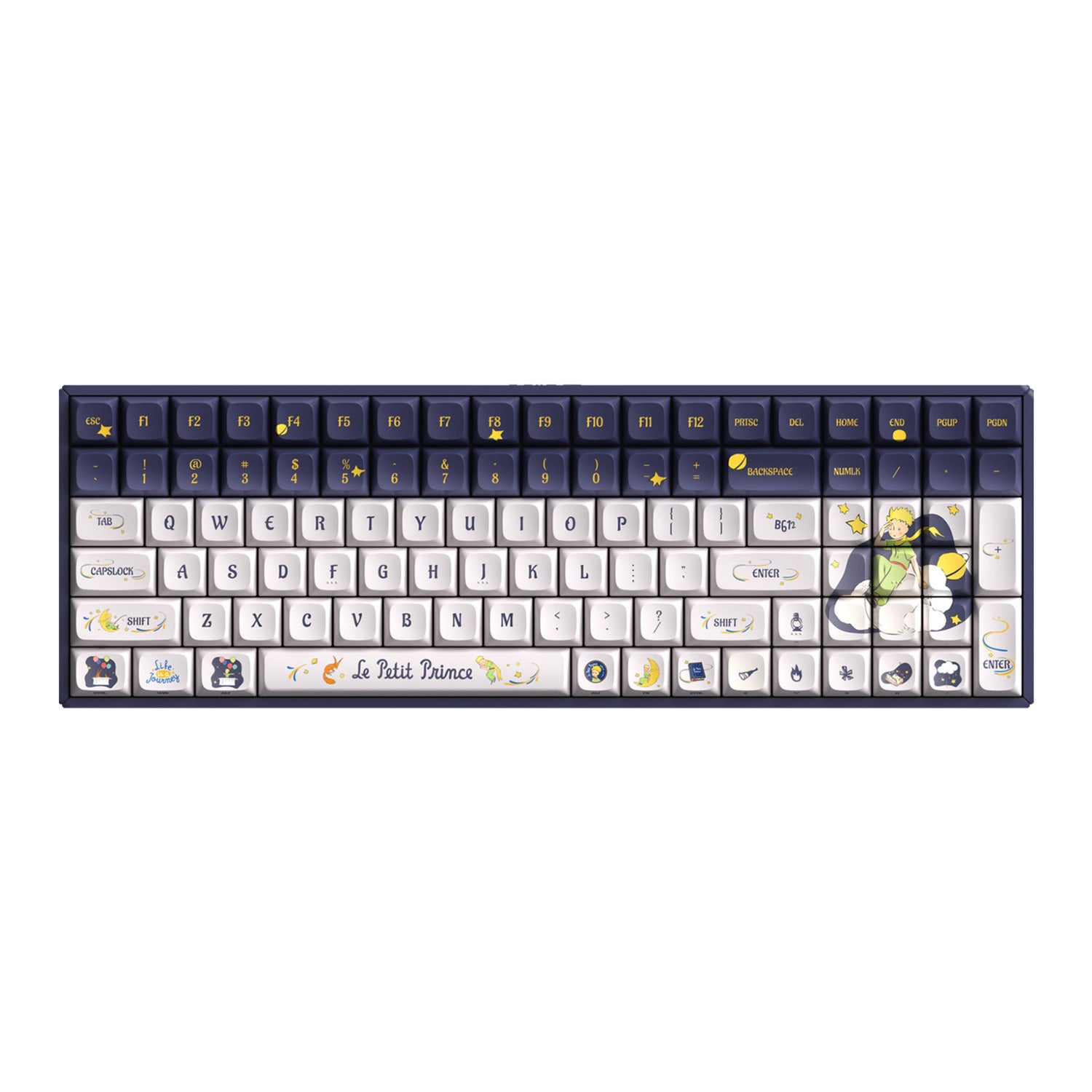 Iqunix f97 starry tryst rgb mechanisch gaming toetsenbord (donkerblauw, us lay-out (qwerty), iqunix little prince, 96%, rgb leds, hot-swappable, pbt, 2.4ghz | bluetooth 5.1 | usb-c)