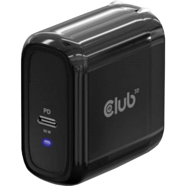 Club 3d travel charger pps 65w gan technology (zwart, 1x usb-c, usb-c, power delivery(pd) 3.0)
