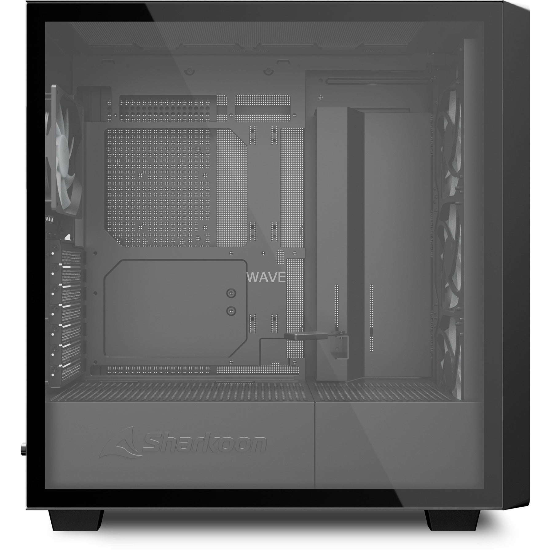 Sharkoon rebel c70g rgb midi tower behuizing (zwart houtkleur | 2x usb-a | 1x usb-c | rgb | tempered glass)