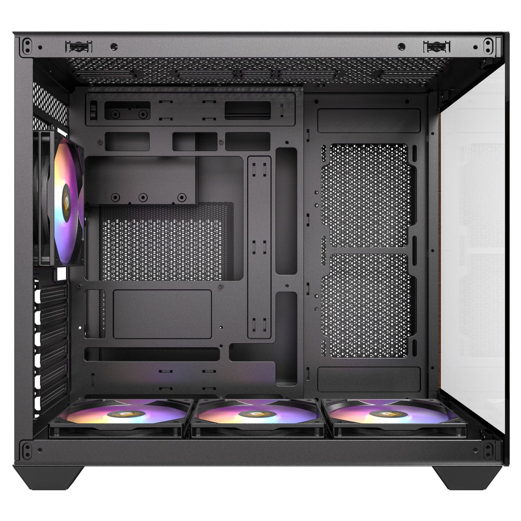 Antec cx800 wood argb midi tower behuizing (zwart houtkleur | 1x usb-a | 1x usb-c | tempered glass)