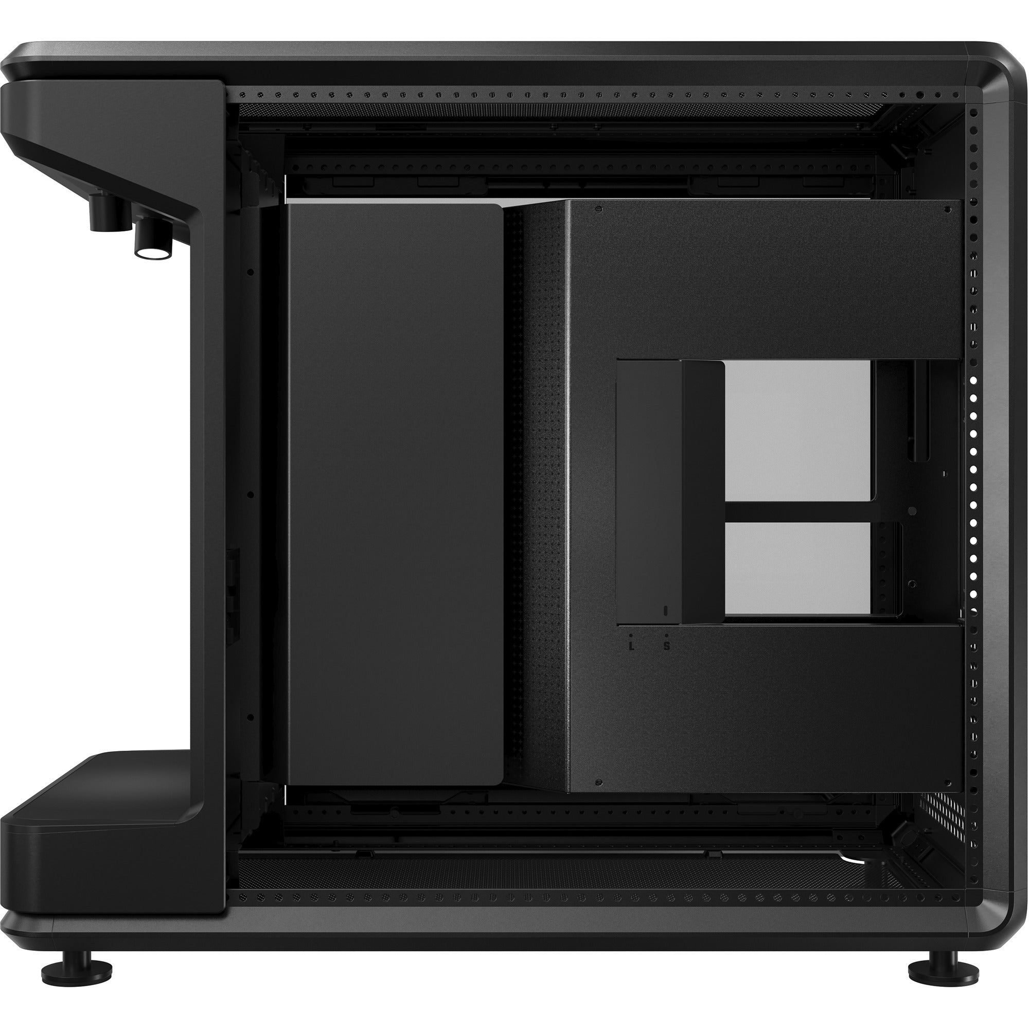 Cooler master masterframe 360 stage mirror midi tower behuizing (zwart | 2x usb-a | 1x usb-c | rgb | tempered glass)