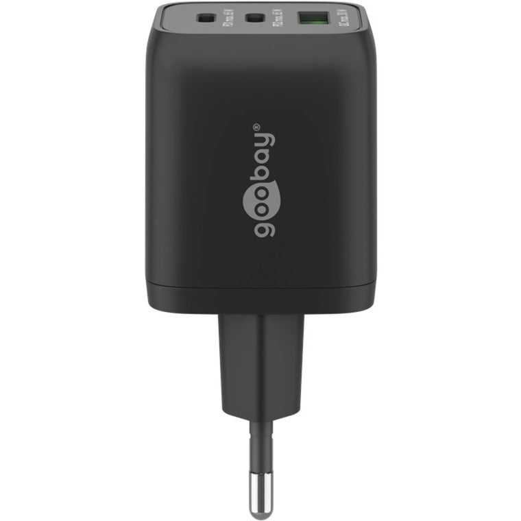 Goobay usb-c snellader nano (65 w) en usb-c textielkabel (zwart, 2x usb-c, 1x usb-a, 1 meter)