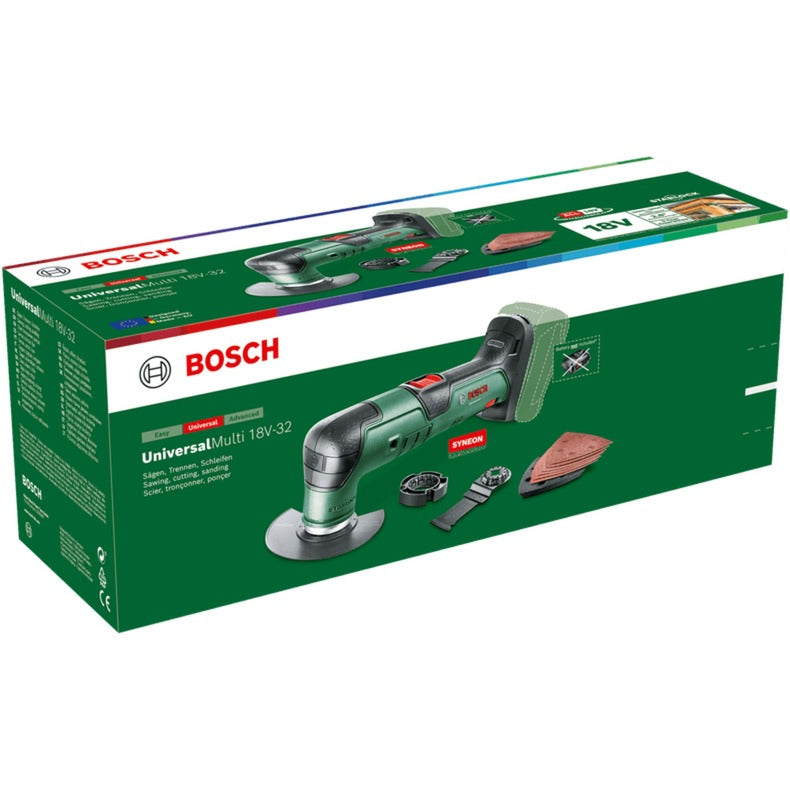 Bosch universalmulti 18v-32 multifunctioneel gereedschap (groen zwart, accu en oplader niet inbegrepen)