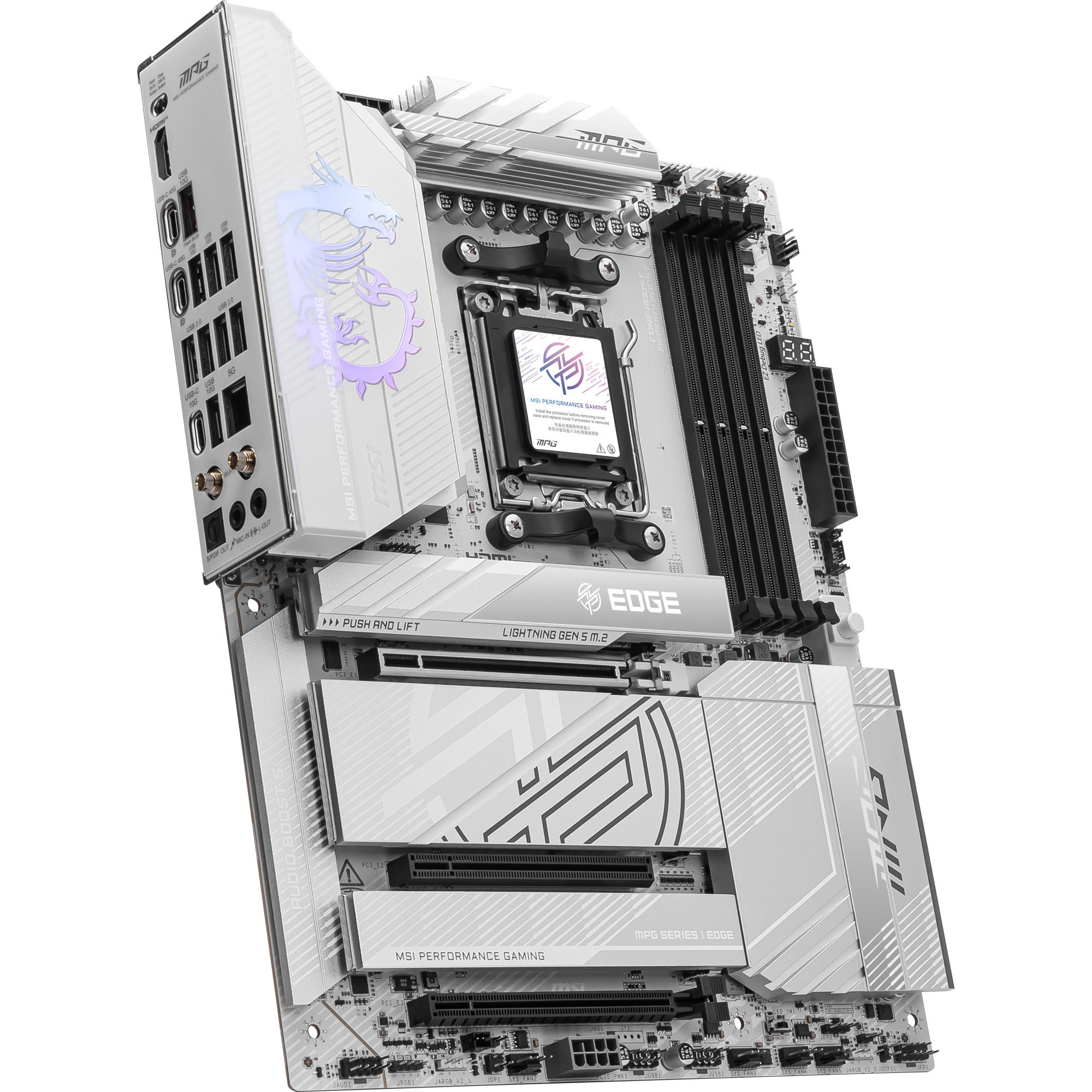 Msi mpg x870e edge ti wifi socket am5 moederbord (zilver, 5gb-lan, wi-fi 7, bt, sound, atx)