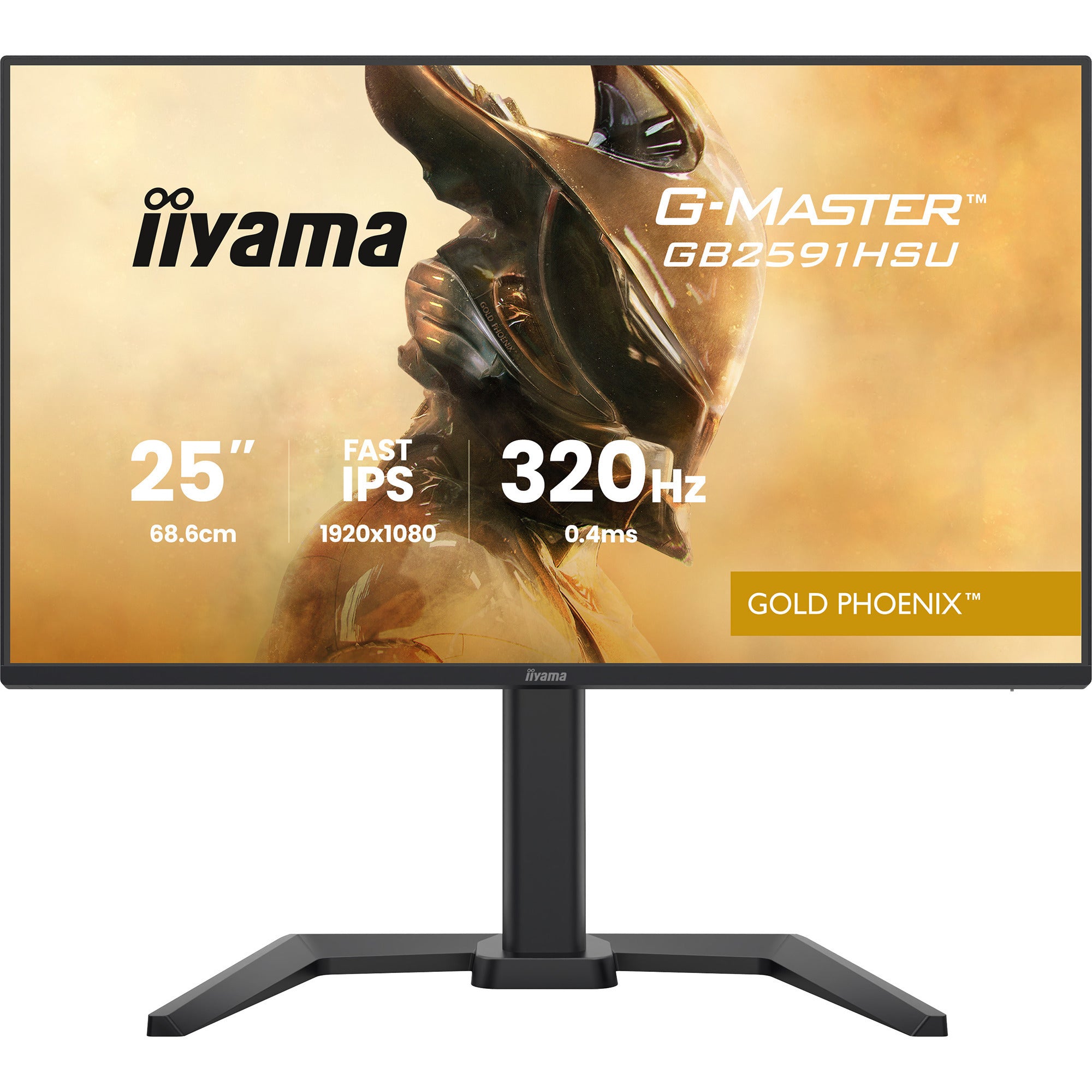 Iiyama g-master gold phoenix gb2591hsu-b1 24.5 gaming monitor (zwart (mat), 320 hz, hdmi, displayport, usb, audio)