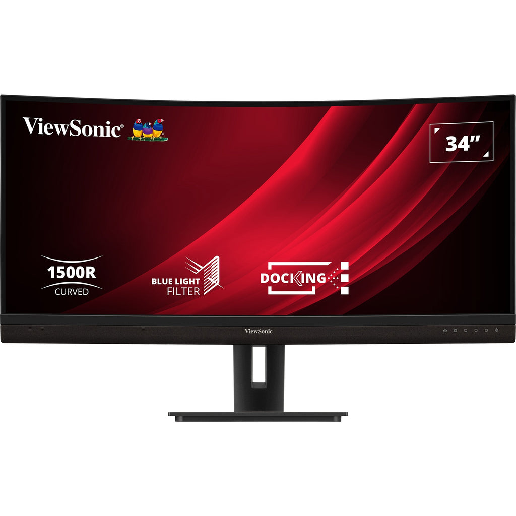 Viewsonic uwqhd curved docking monitor vg3456c 34 ultrawide (zwart (mat), 2x hdmi, 1x displayport, usb-a, usb-b, usb-c, lan, audio)